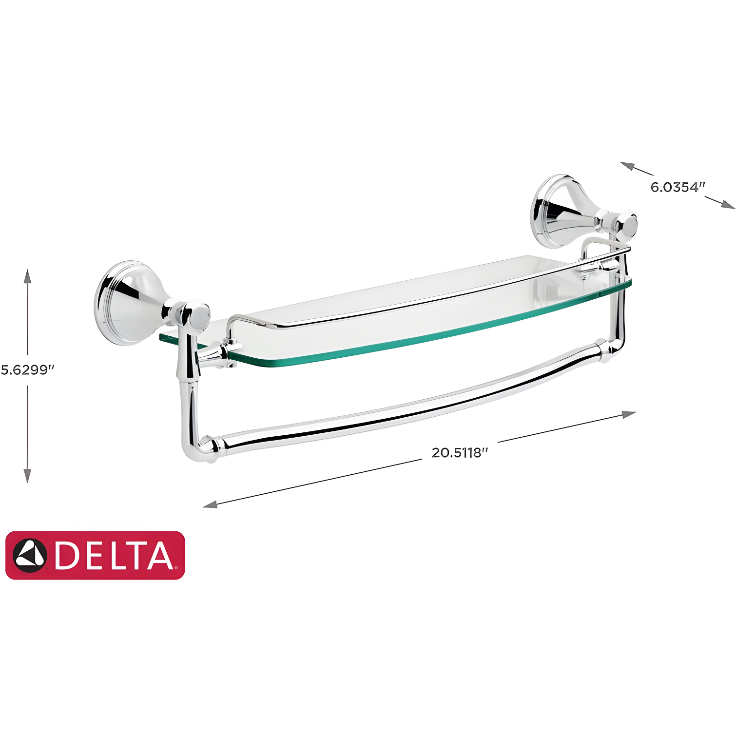 Delta Cassidy 18 in. Glass Shelf with Towel Bar