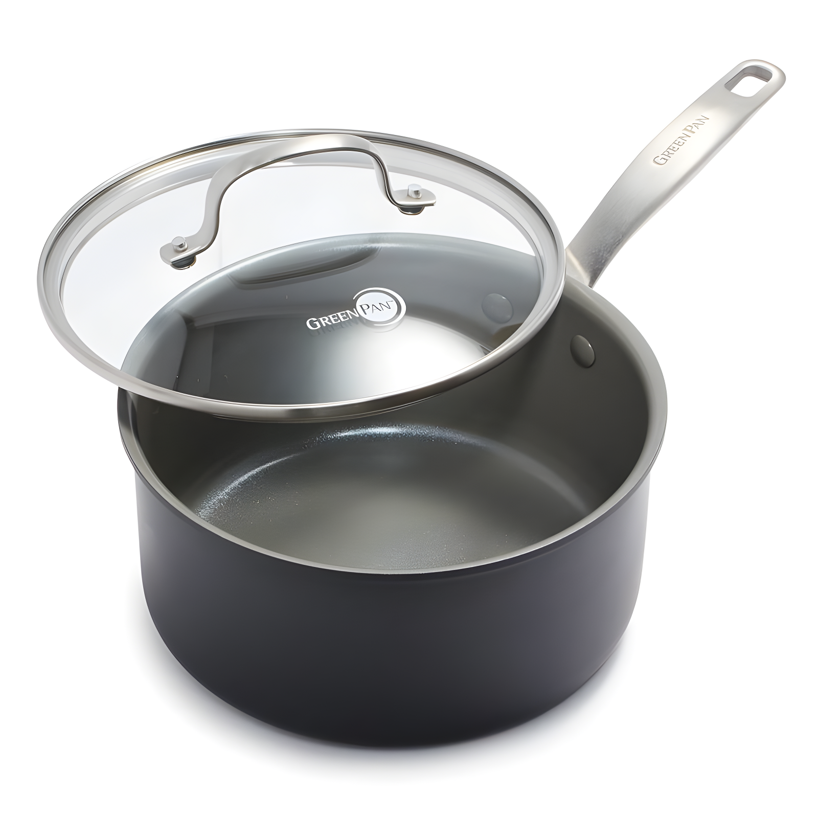 GreenPan GreenPan Chatham Healthy Ceramic Non-stick Covered Saucepan, 3 Quart, Gray