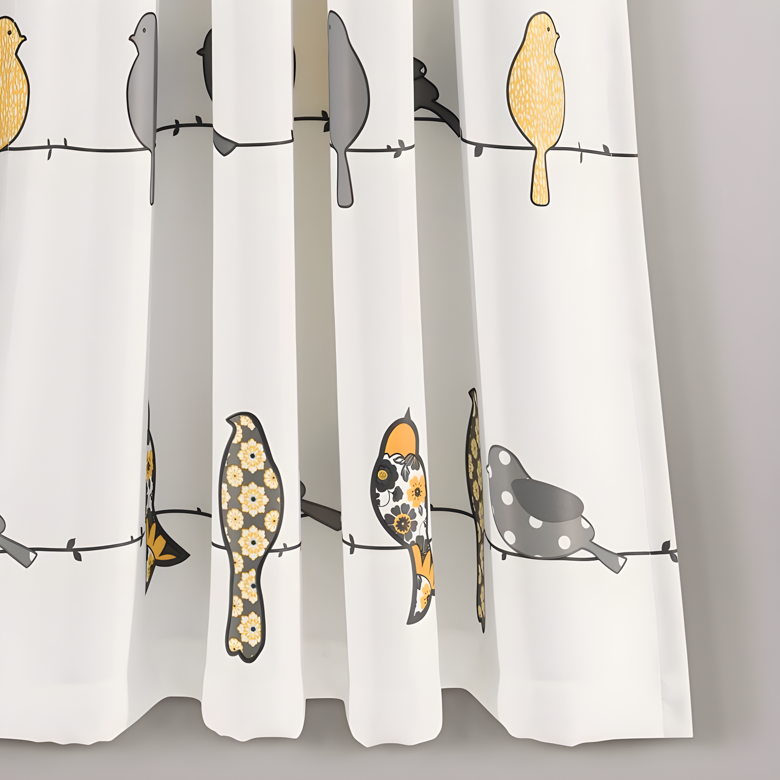 2pk 52"x63" Light Filtering Rowley Birds Curtain Panel Yellow - Lush Décor