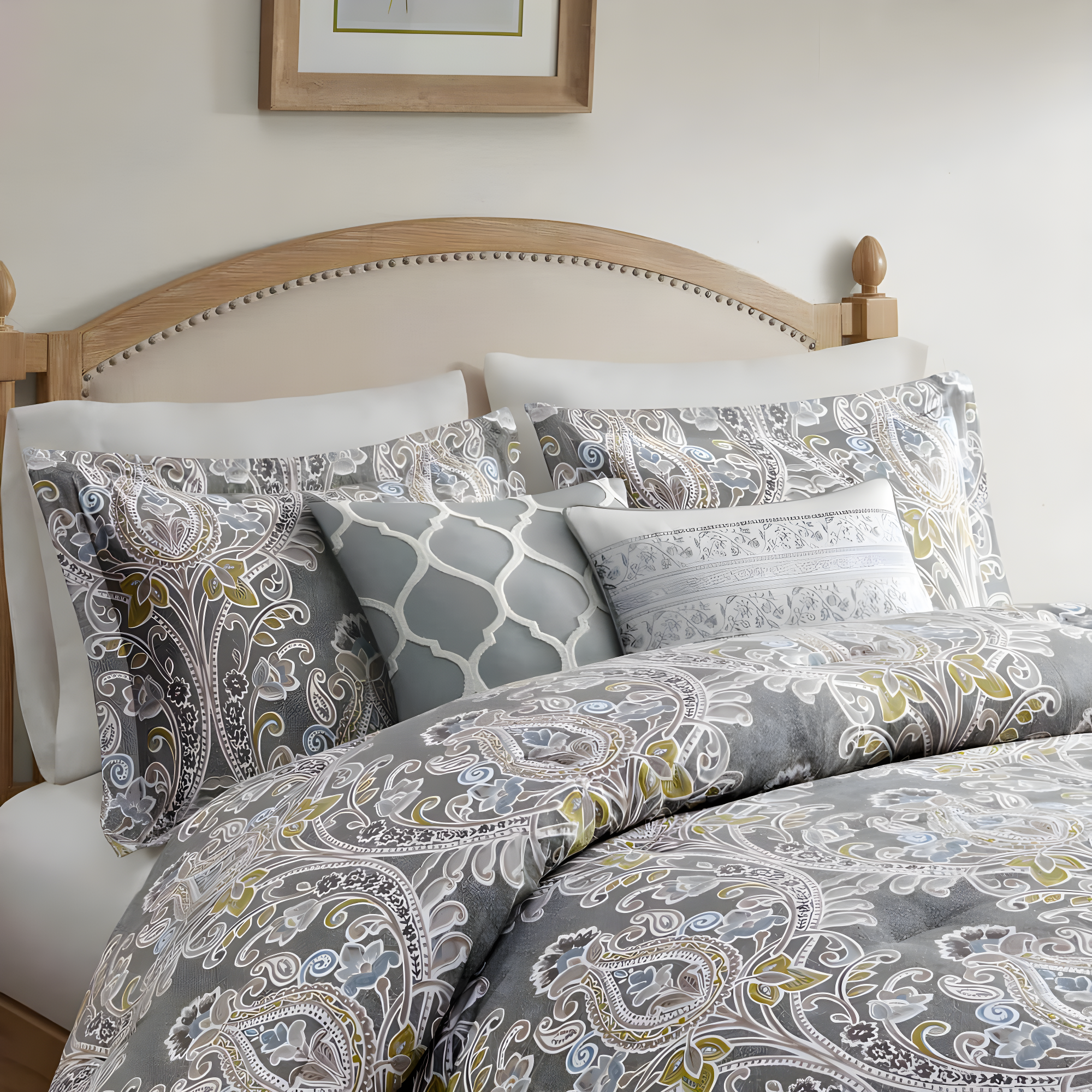 Harbor House Hallie Gray Traditional 6 Piece 100% Cotton Comforter Set