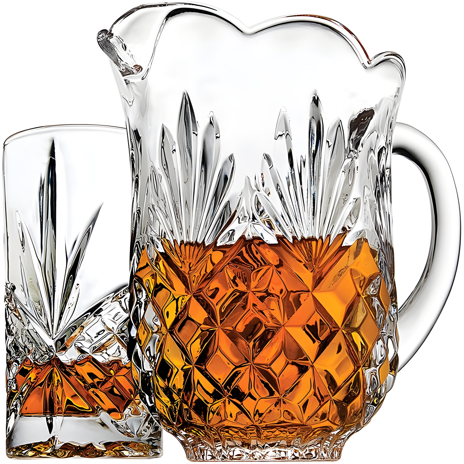 Godinger Silver 5pc Dublin Crystal Pitcher and Highball Set: Hand Wash, Clear Crystal, Service for 4, Hot/Cold Beverages