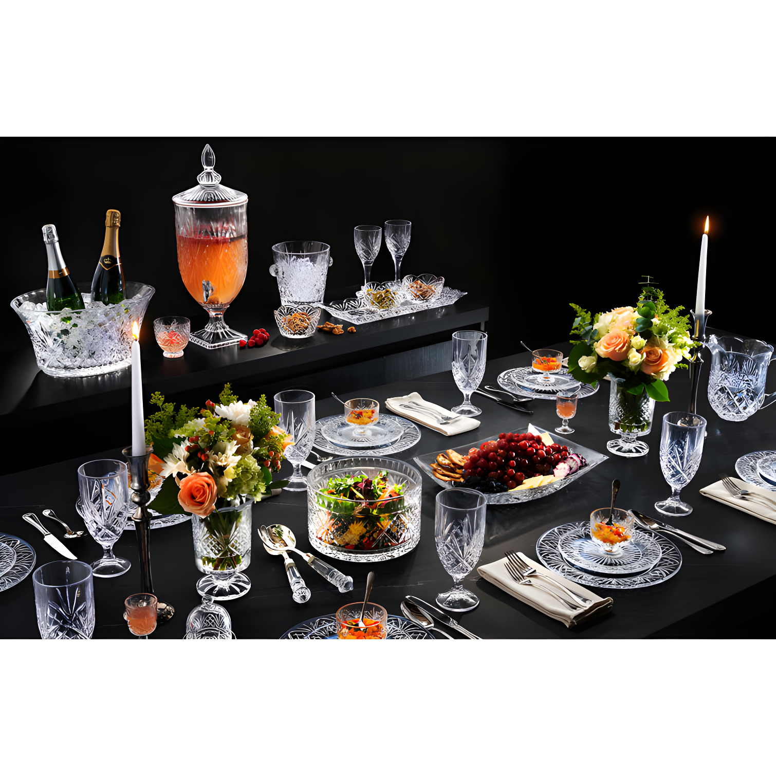Godinger Silver 5pc Dublin Crystal Pitcher and Highball Set: Hand Wash, Clear Crystal, Service for 4, Hot/Cold Beverages