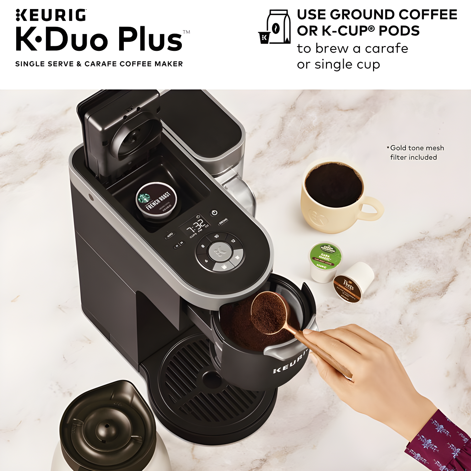 Keurig K-Duo Plus Coffee Maker, with Single-Serve K-Cup Pod, and 12 Cup Carafe Brewer
