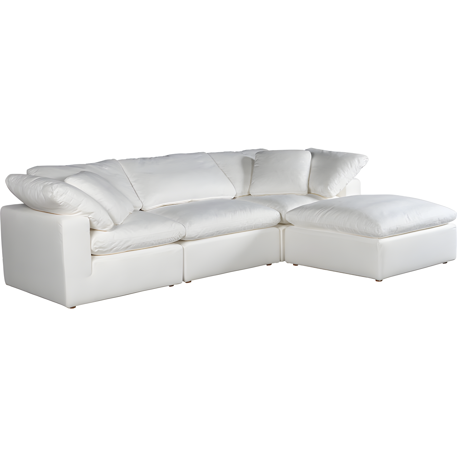 White Performance Fabric Modular Sectional Sofa with Removable Cushions