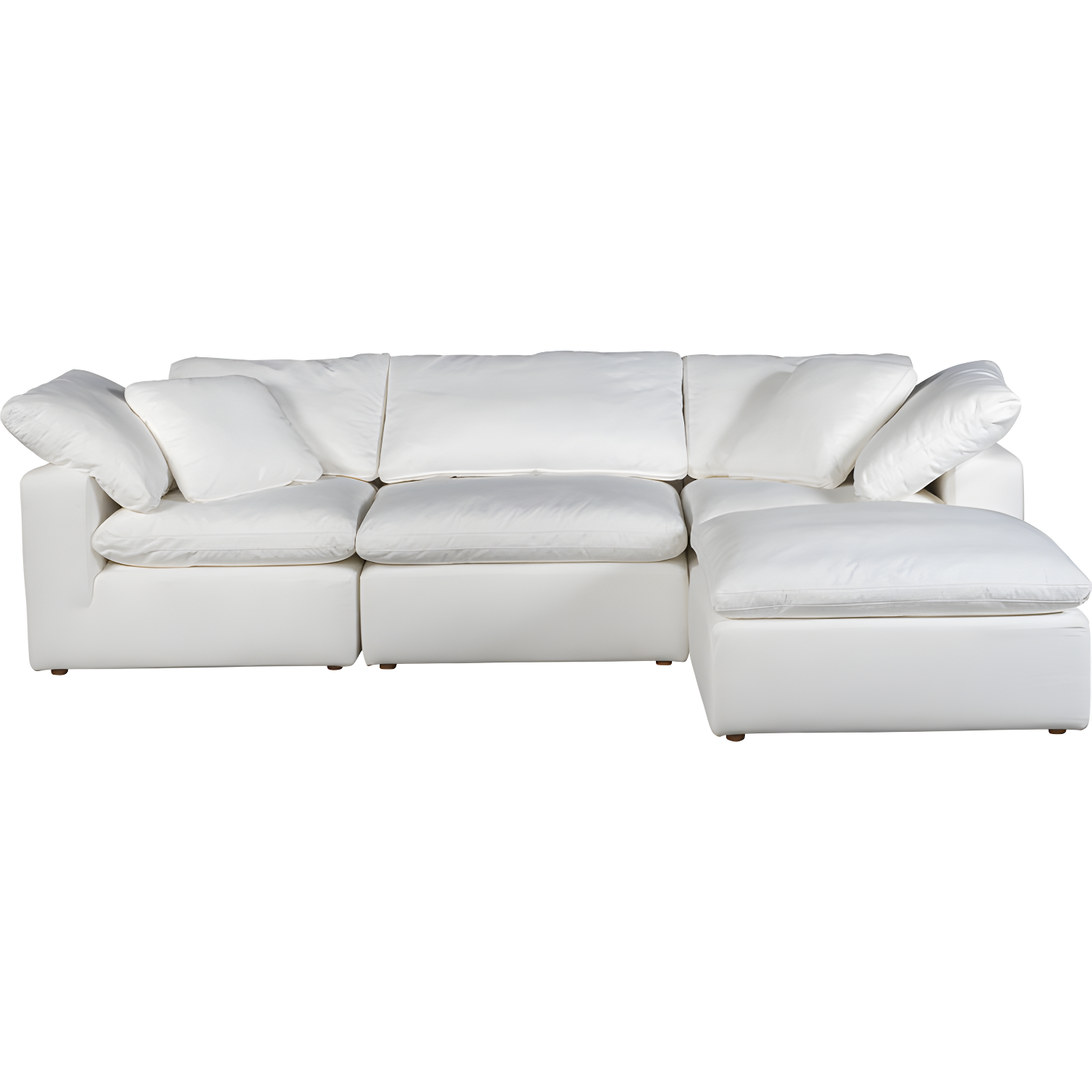 White Performance Fabric Modular Sectional Sofa with Removable Cushions