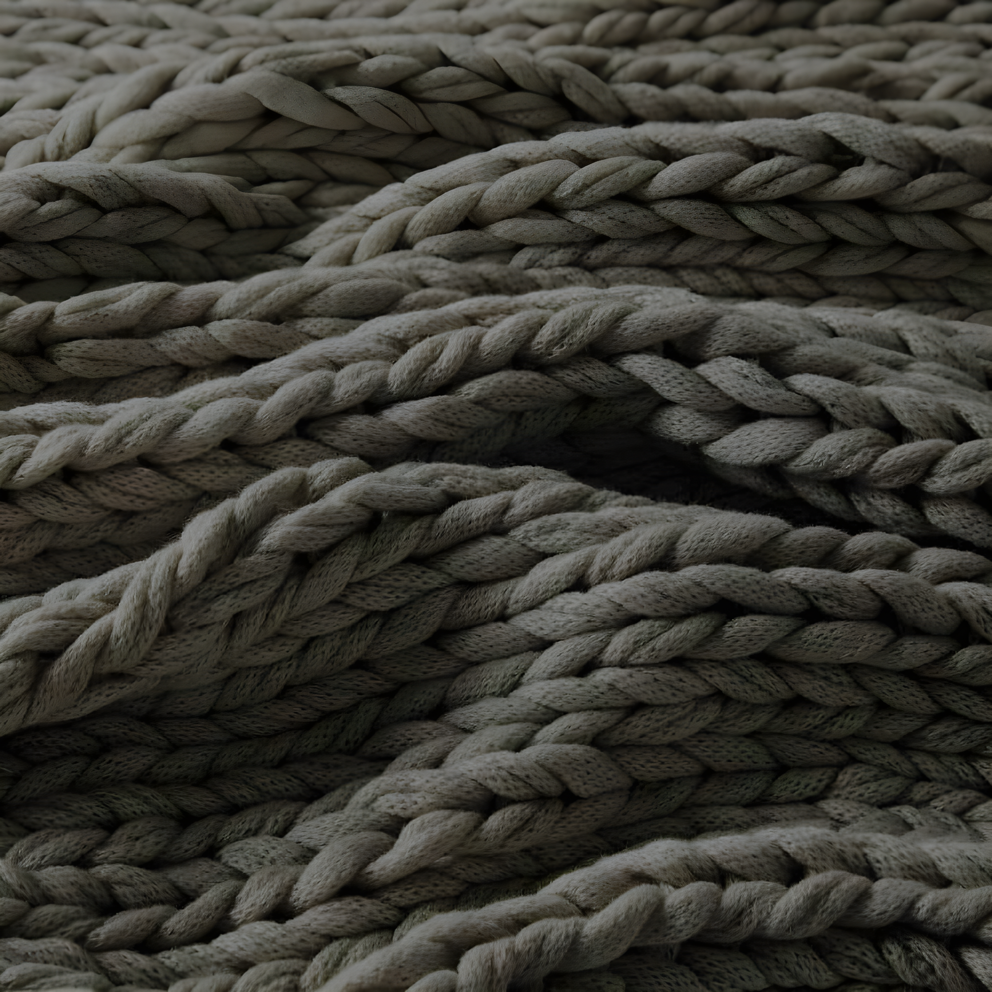 50"x60" Chunky Double Knit Handmade Throw Blanket Charcoal - Madison Park: Acrylic, Modern Style, All Ages