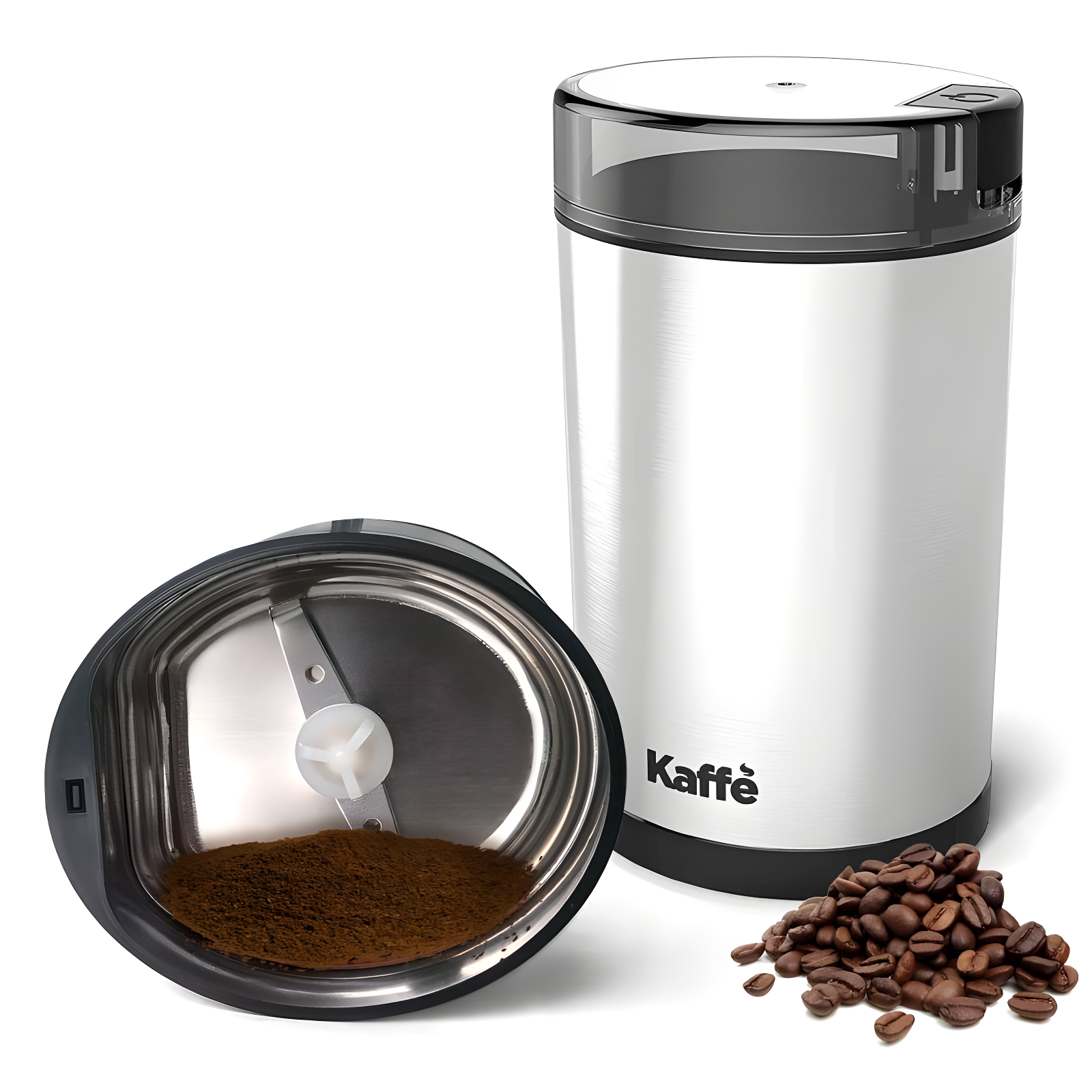 Kaffe Electric Coffee Grinder with Cleaning Brush - Silver - KF2020: Stainless Steel, Medium Grind, 3-Cup Capacity
