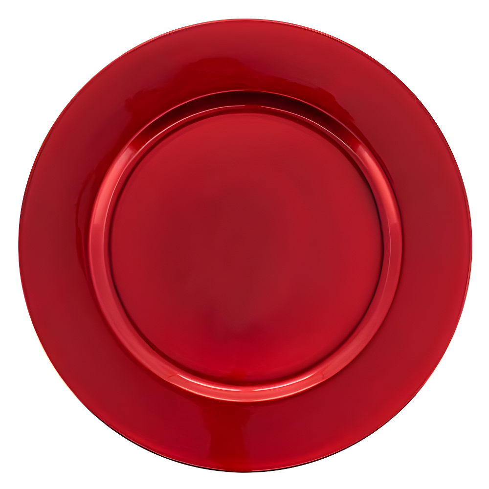 Saro Lifestyle Classic Solid Color Charger Plates, Red, 13" Round