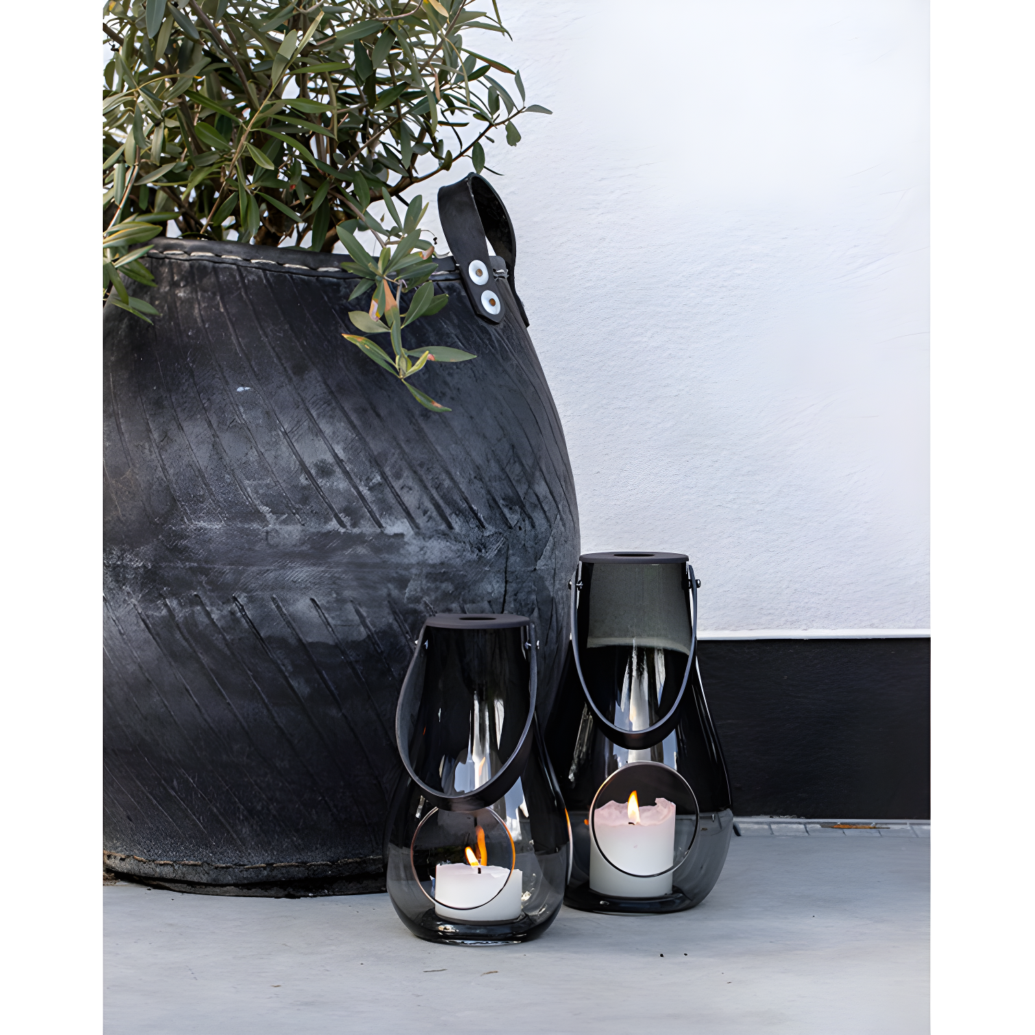 Smoke Glass 9.8" Hanging Tabletop Candle Lantern