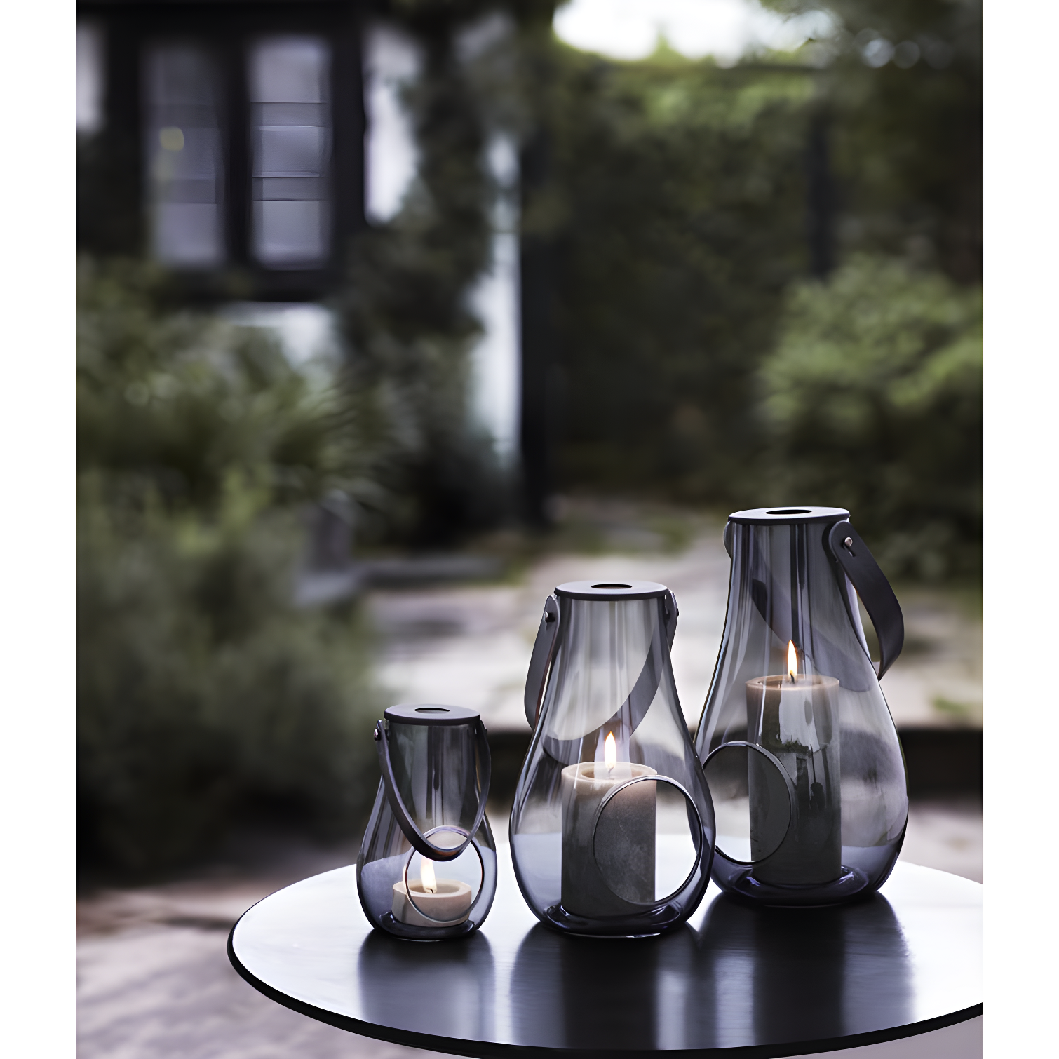 Smoke Glass 9.8" Hanging Tabletop Candle Lantern