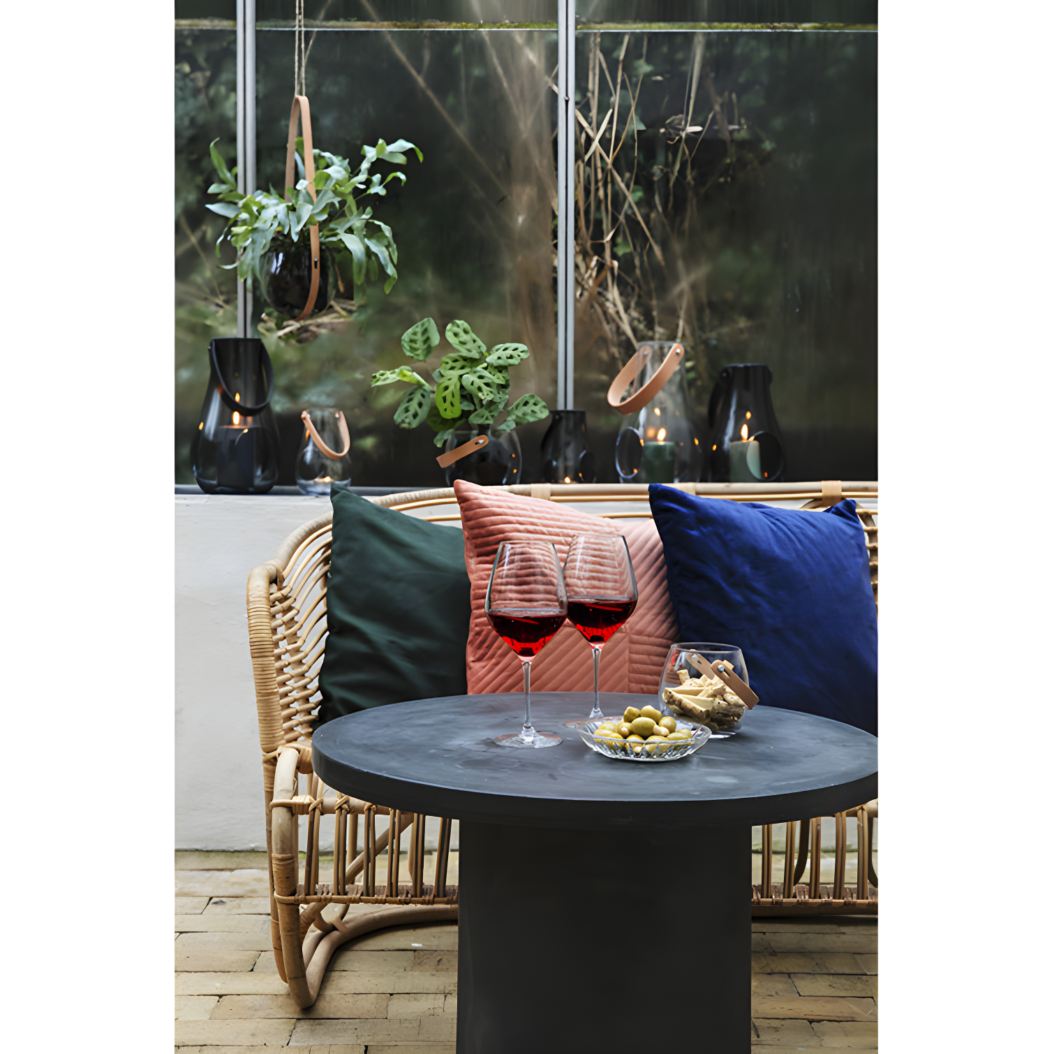 Smoke Glass 9.8" Hanging Tabletop Candle Lantern