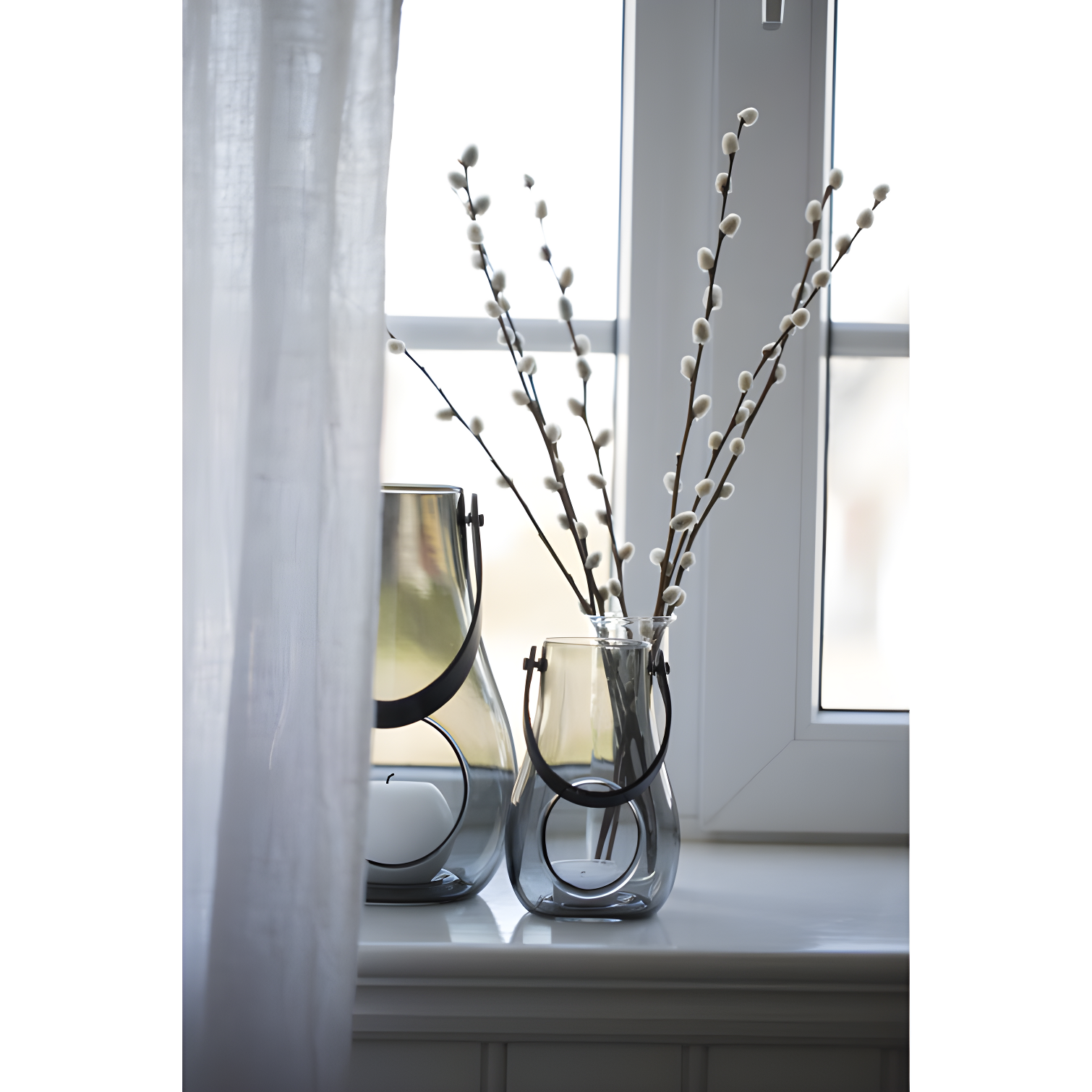 Smoke Glass 9.8" Hanging Tabletop Candle Lantern