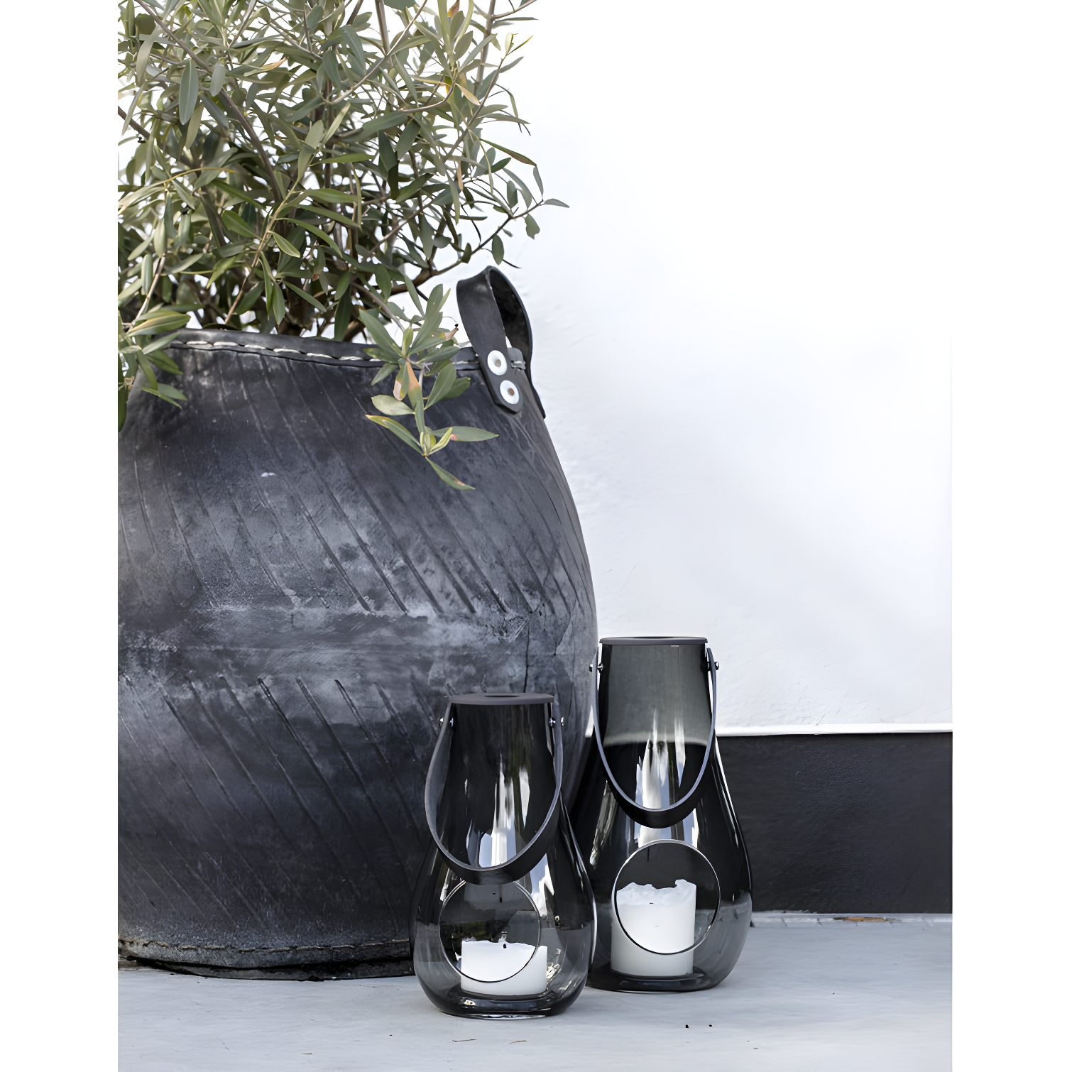 Smoke Glass 9.8" Hanging Tabletop Candle Lantern