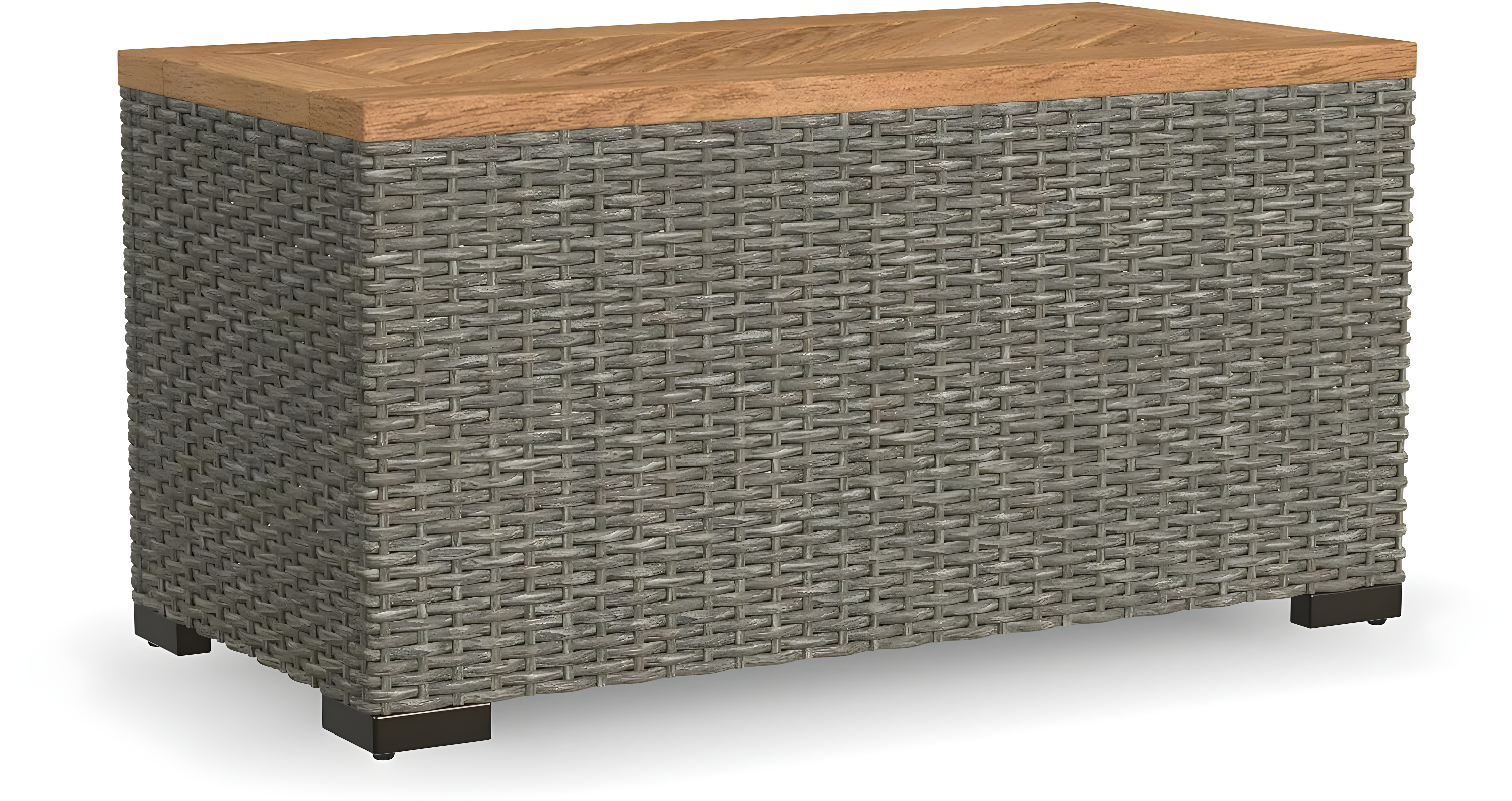 Homestyles Boca Raton Rattan Outdoor Storage Table in Brown