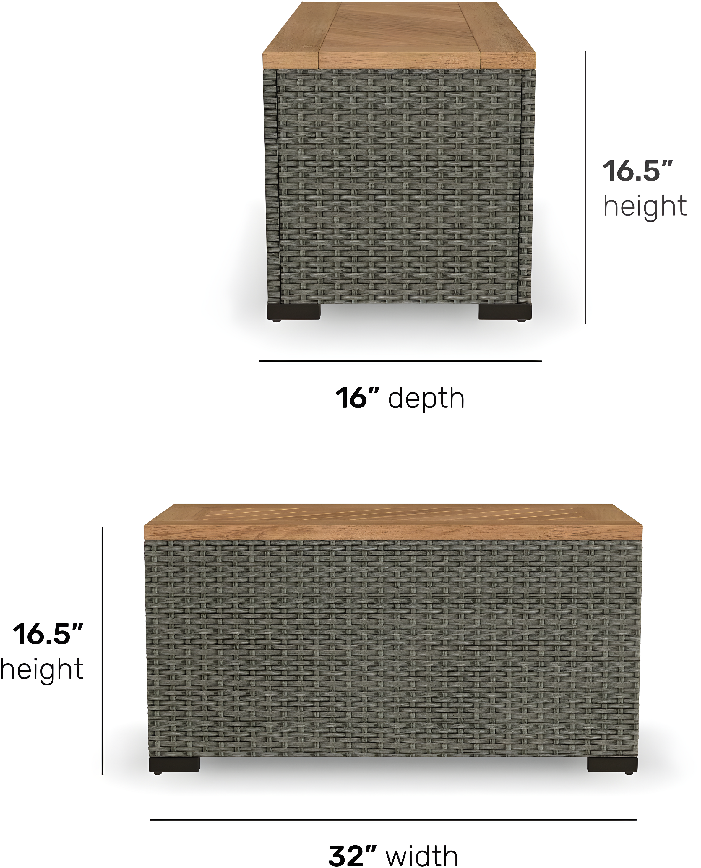 Homestyles Boca Raton Rattan Outdoor Storage Table in Brown