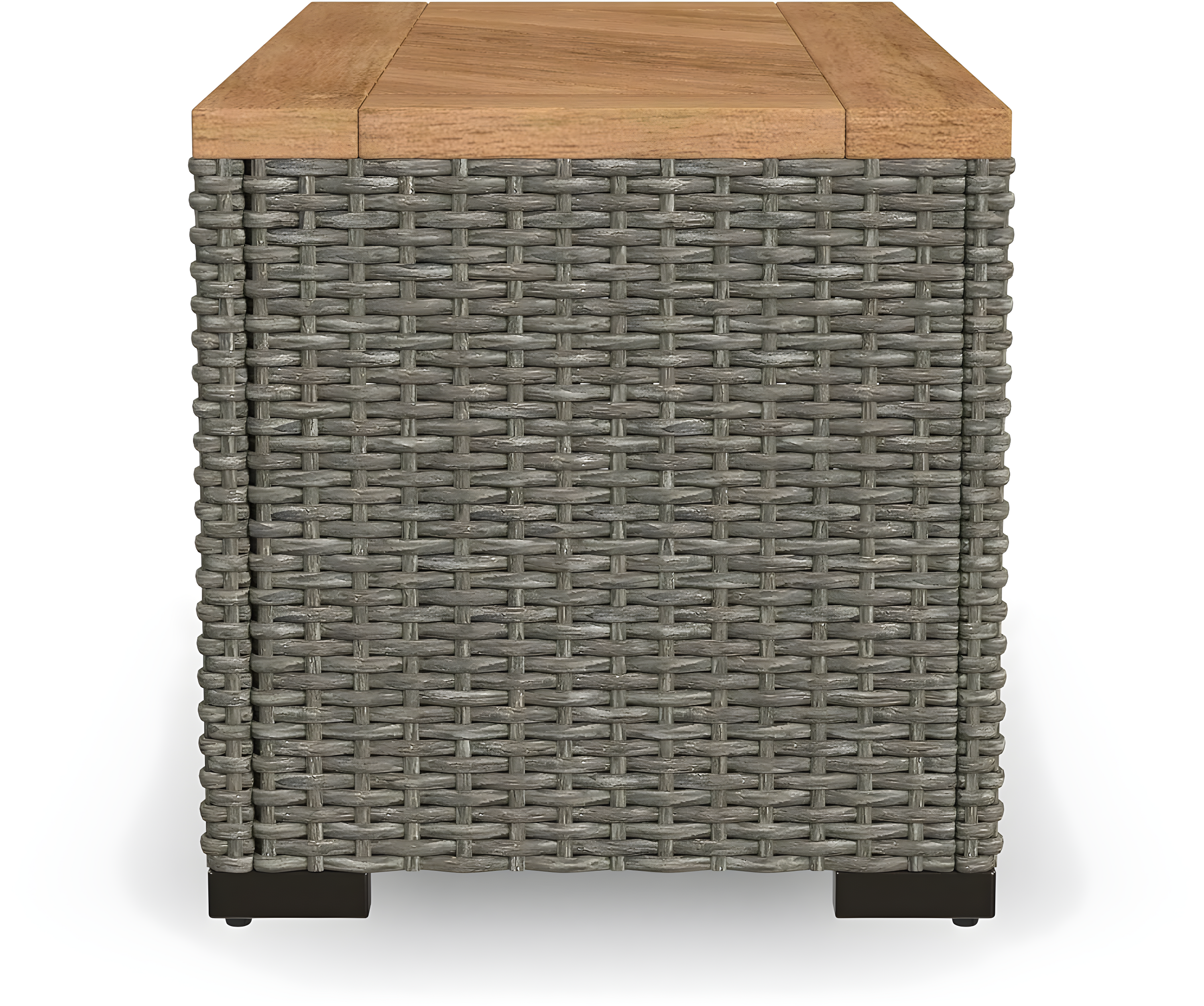 Homestyles Boca Raton Rattan Outdoor Storage Table in Brown