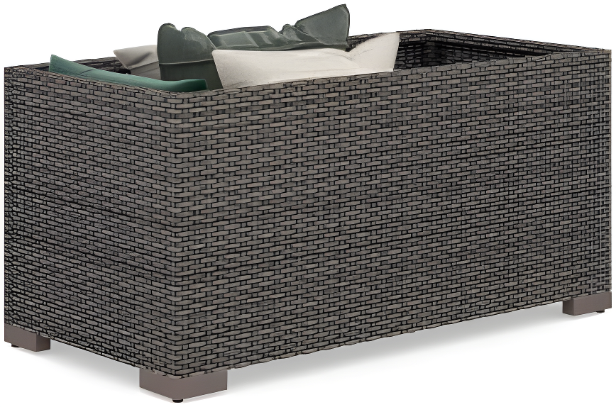 Homestyles Boca Raton Rattan Outdoor Storage Table in Brown