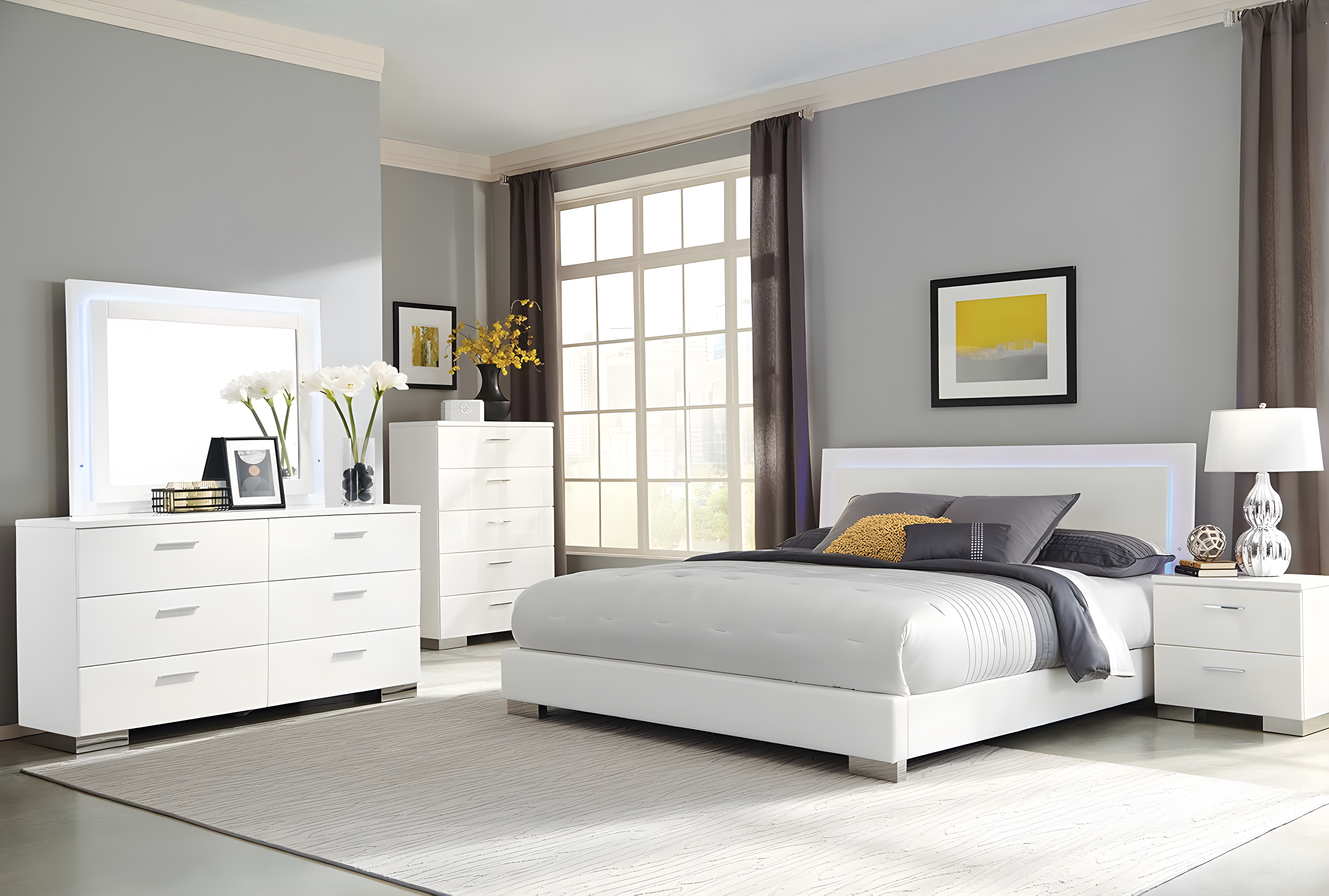 Coaster 203502 Home Furnishings Night Stand, Glossy White