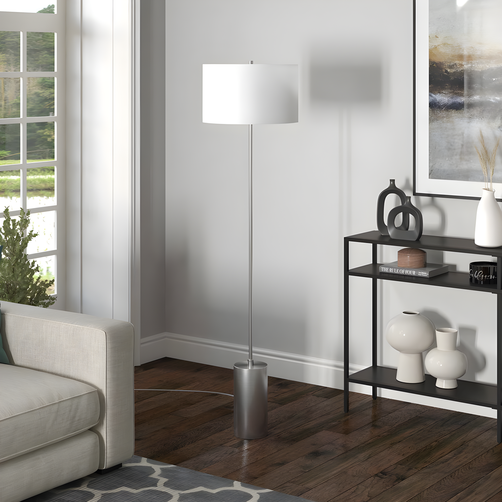 Henn&Hart 64" Silver Floor Lamp