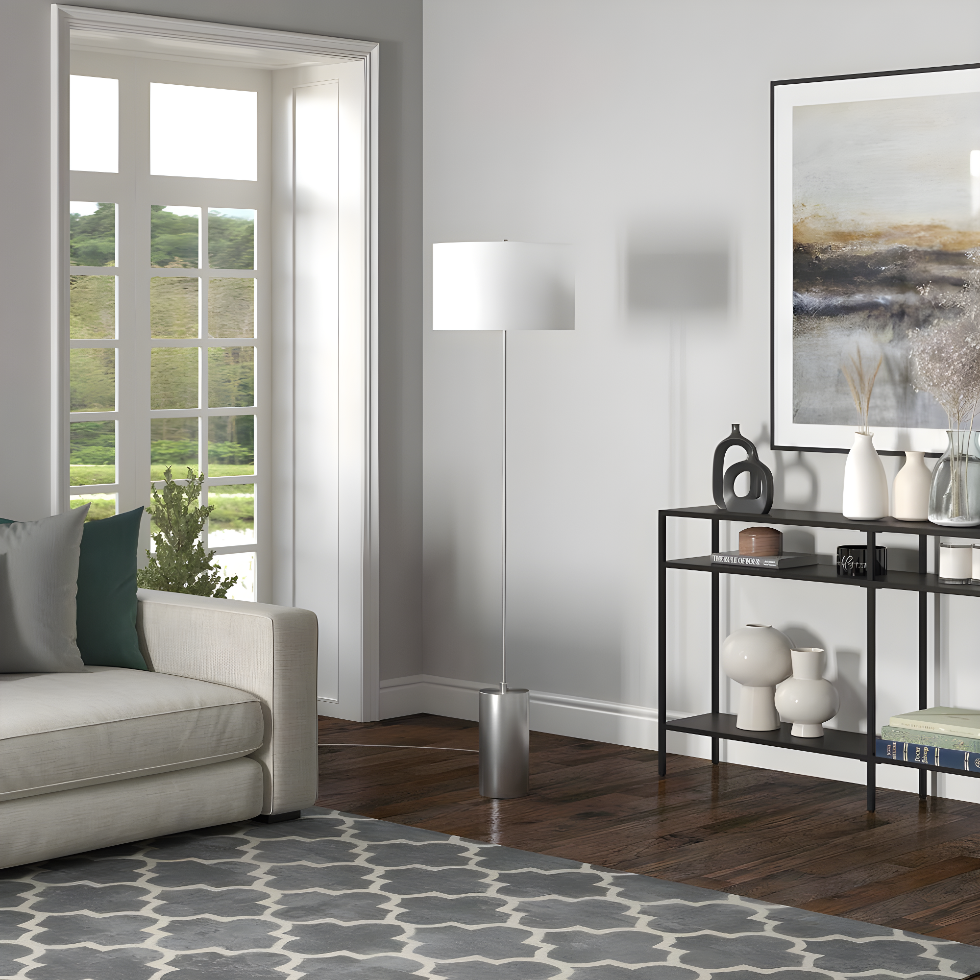 Henn&Hart 64" Silver Floor Lamp
