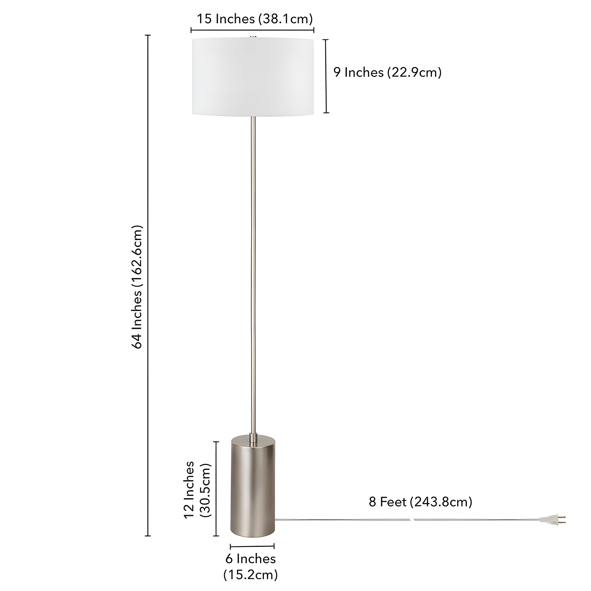 Henn&Hart 64" Silver Floor Lamp