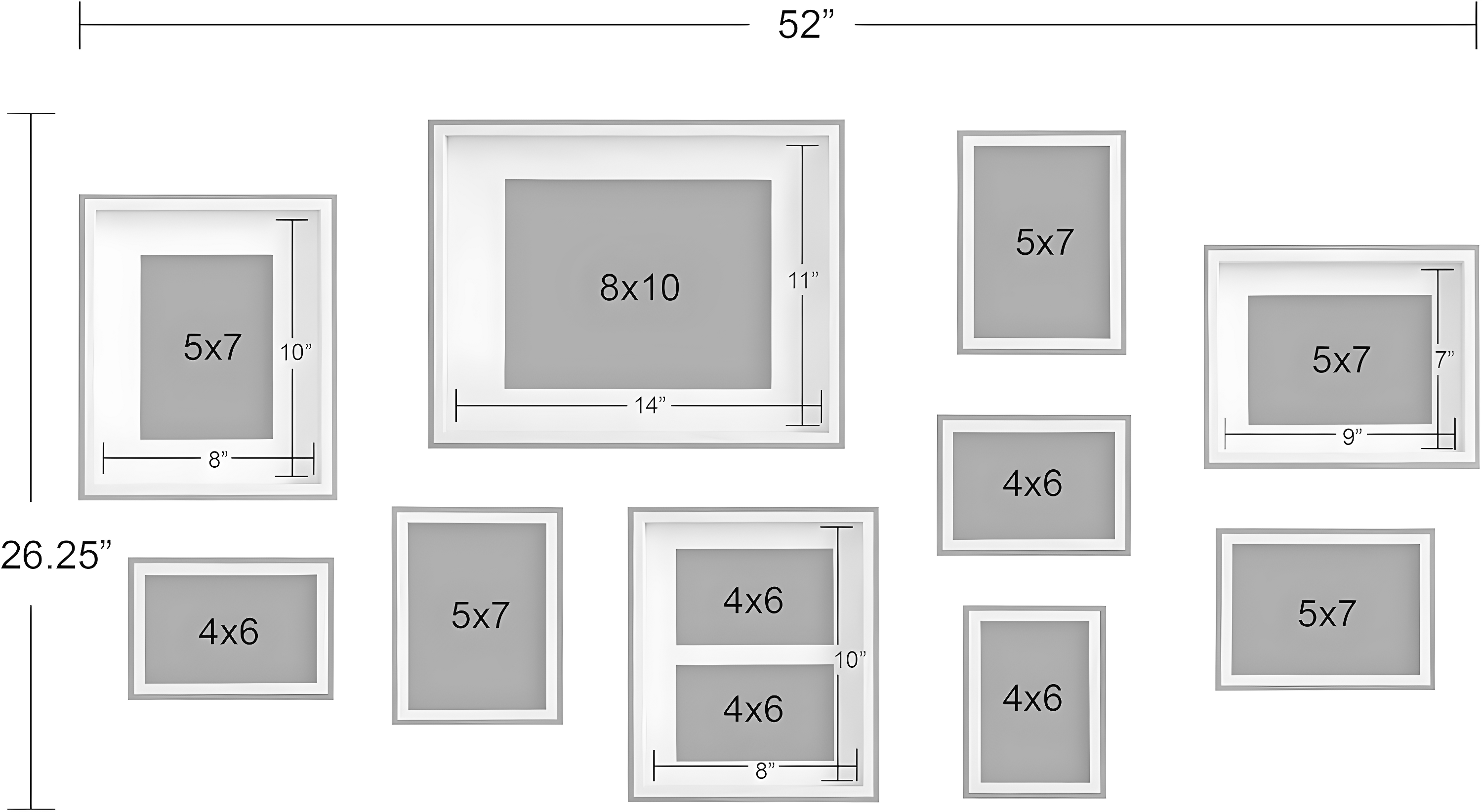 Emani Picture Frame - Set of 10 with Mat
