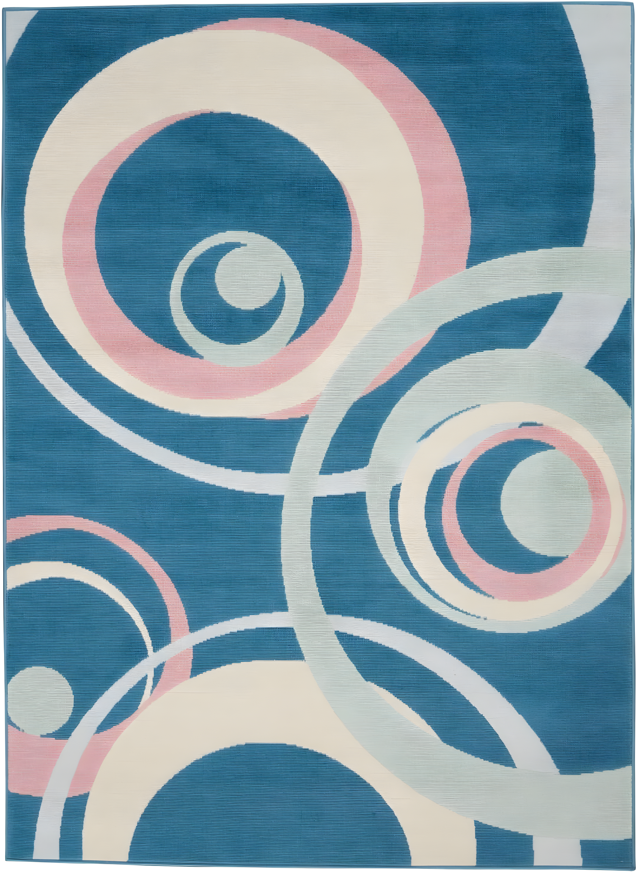 Nourison Grafix 6'X9' (6' x 9') Blue Multi Colored Area Rug Retro Contemporary Geometric by Nourison