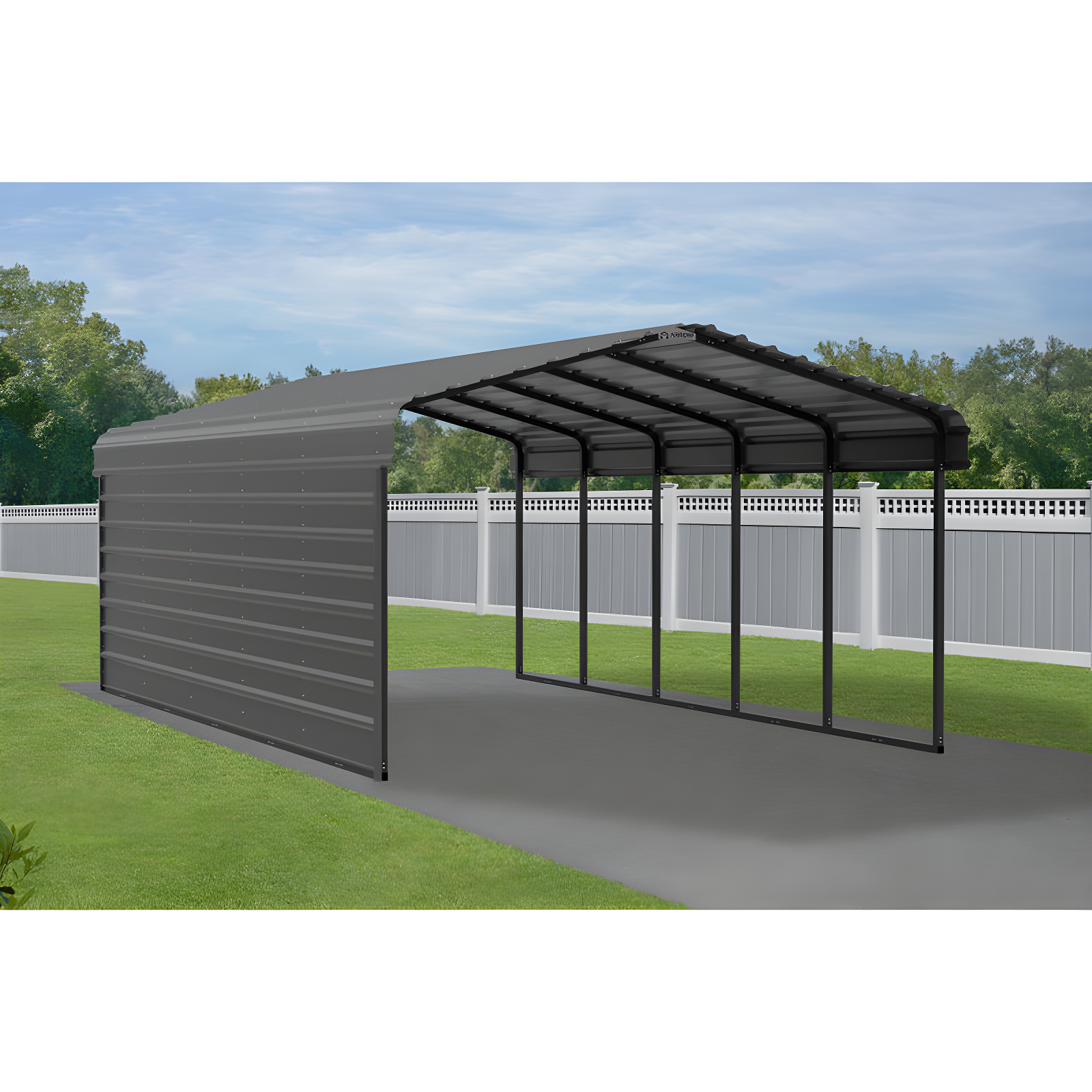 Arrow Arrow Steel Carport with 1 Side Wall Kit, 12X24X07