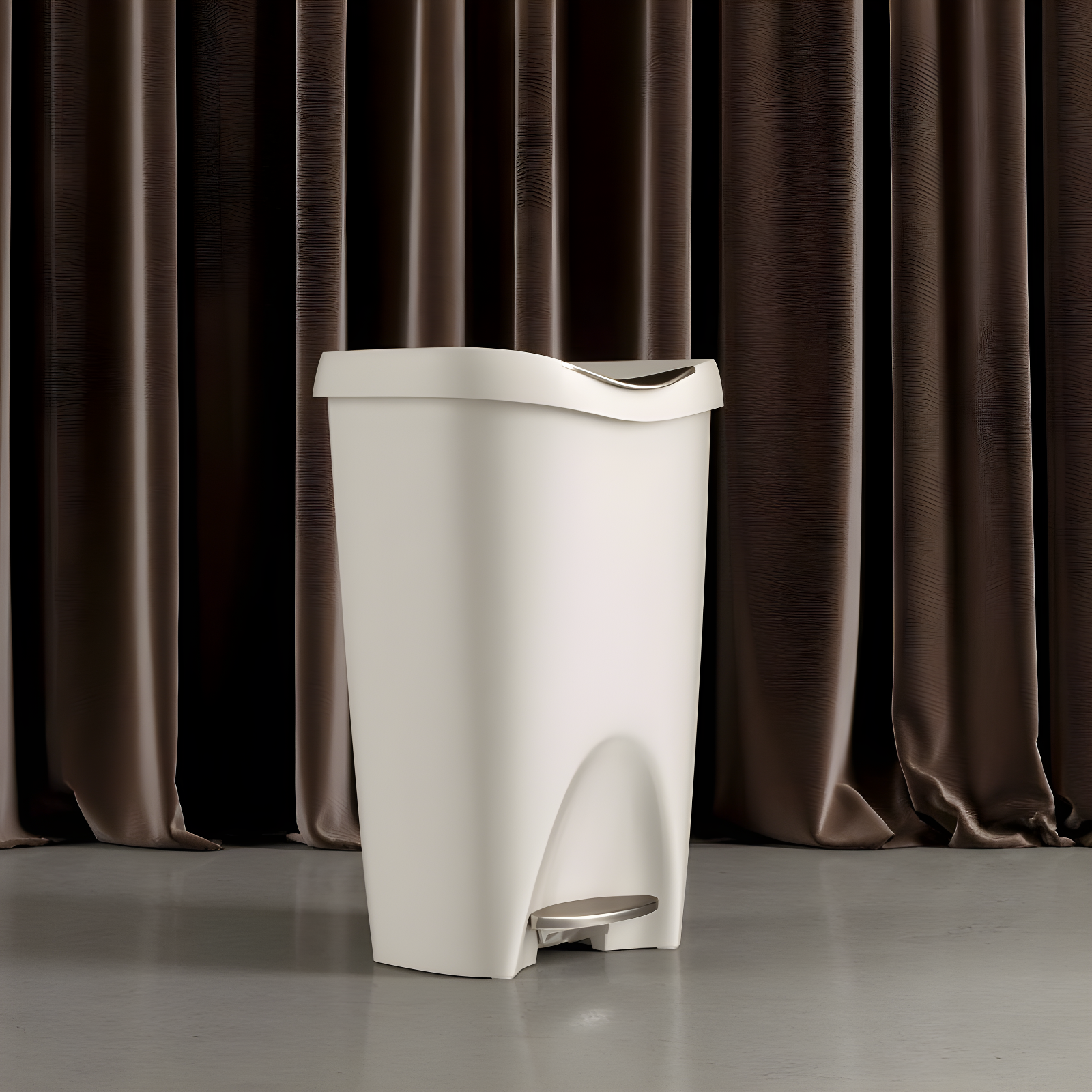 Umbra 13gal Brim Step Trash Can Sand: Kitchen Trash Can, Quiet Closing Lid, Polypropylene, Indoor, 50 Quart Capacity