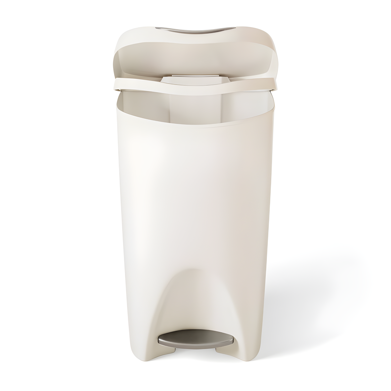 Umbra 13gal Brim Step Trash Can Sand: Kitchen Trash Can, Quiet Closing Lid, Polypropylene, Indoor, 50 Quart Capacity