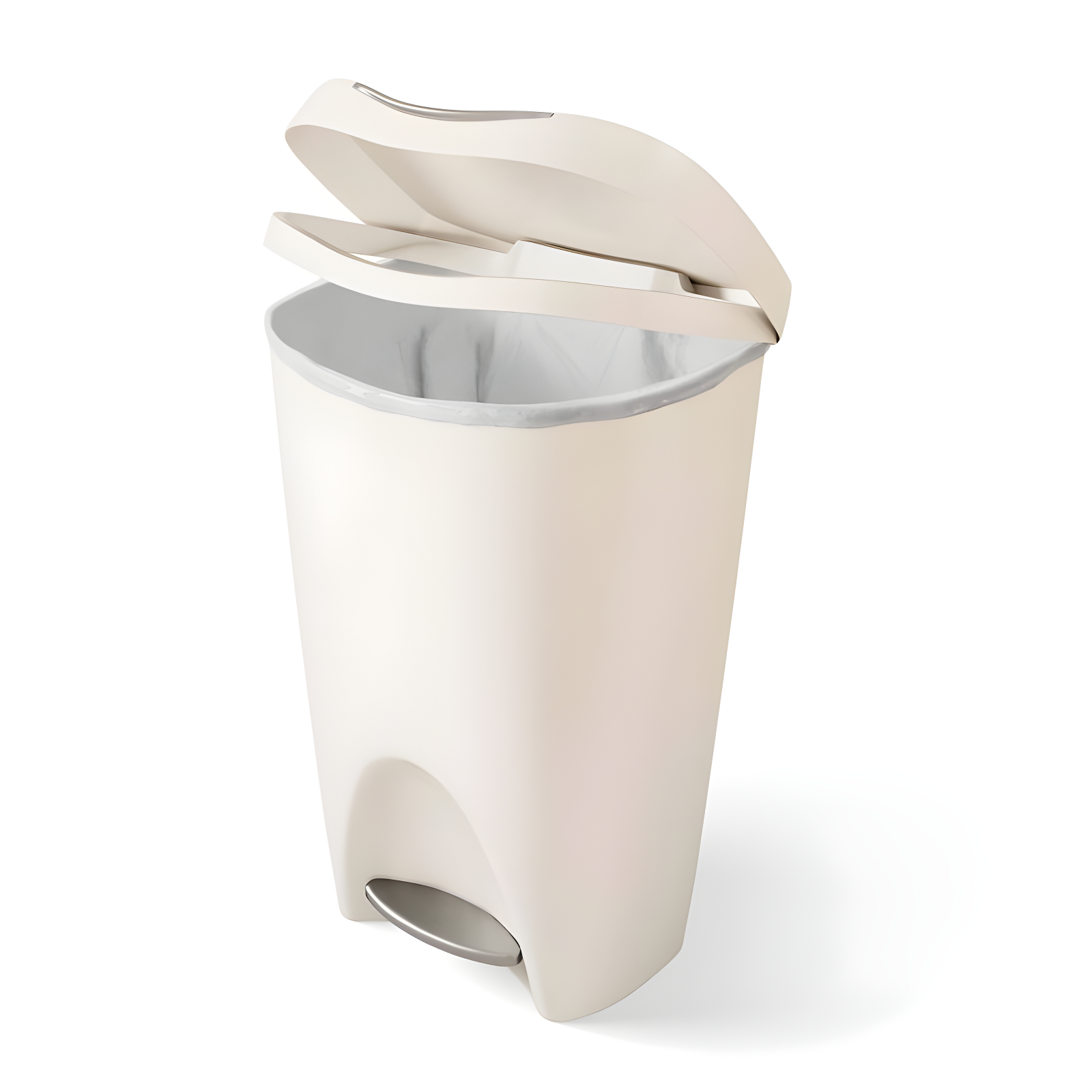 Umbra 13gal Brim Step Trash Can Sand: Kitchen Trash Can, Quiet Closing Lid, Polypropylene, Indoor, 50 Quart Capacity