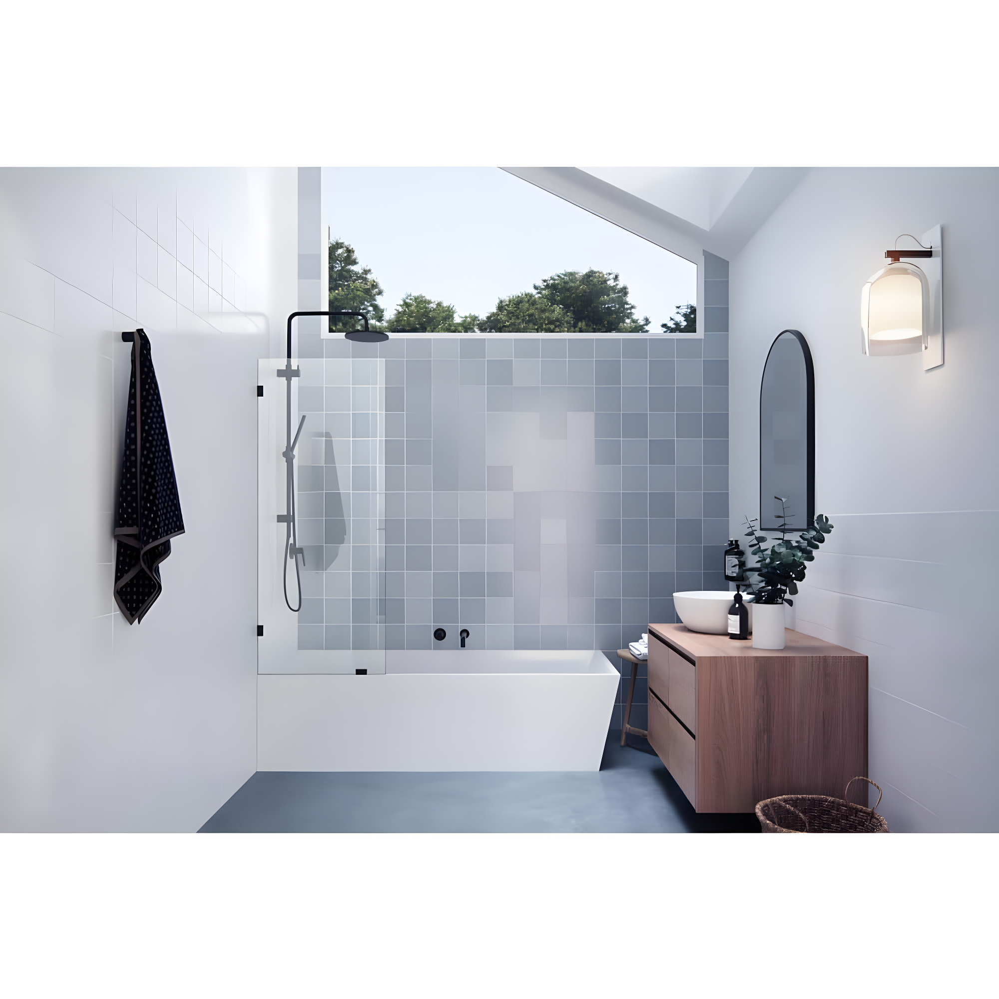 Vela 24 in. x 58.25 in. Frameless Single Fixed Bath Panel