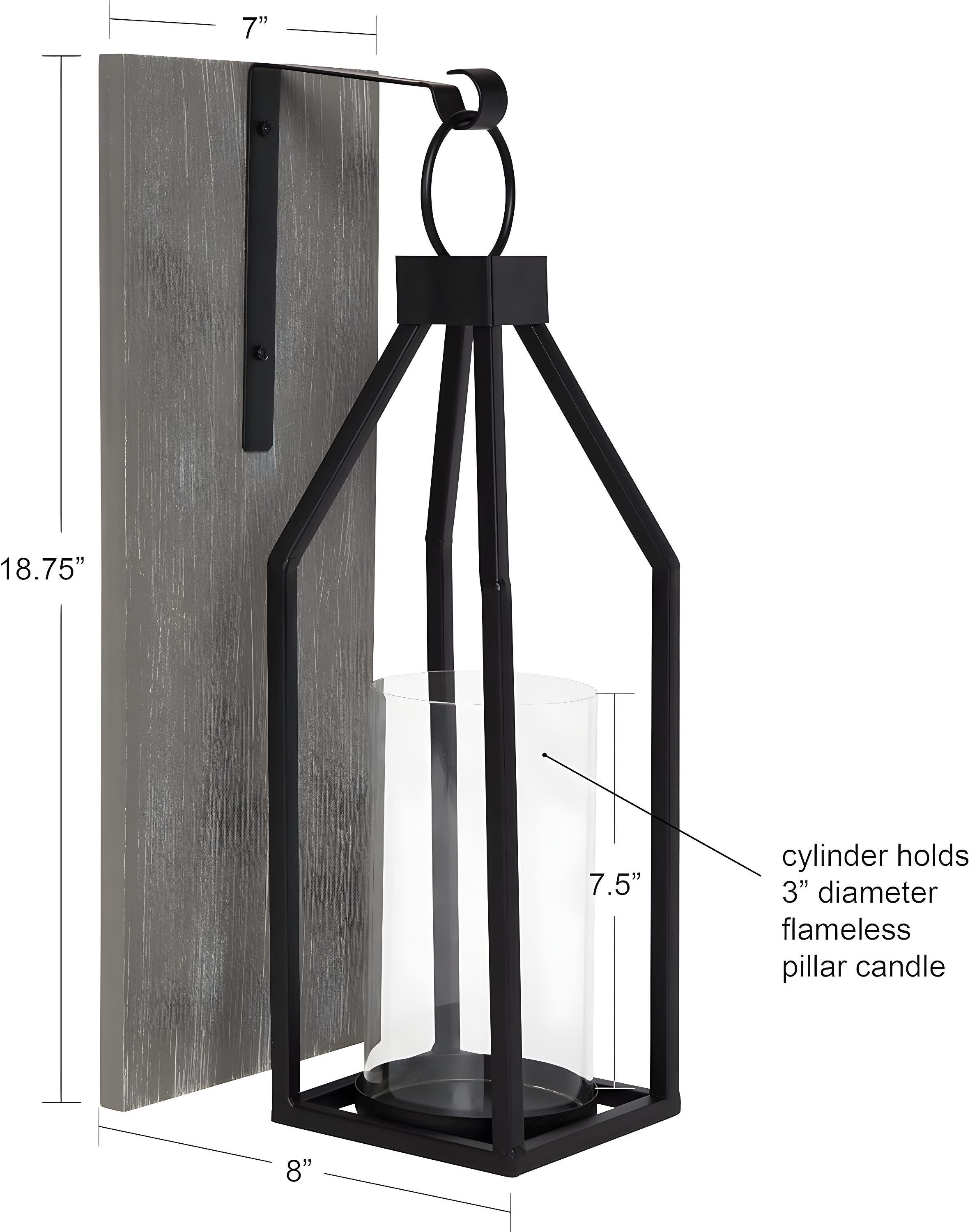Kate and Laurel Oakly Rectangle Wood Wall Sconce, 7x18, Gray