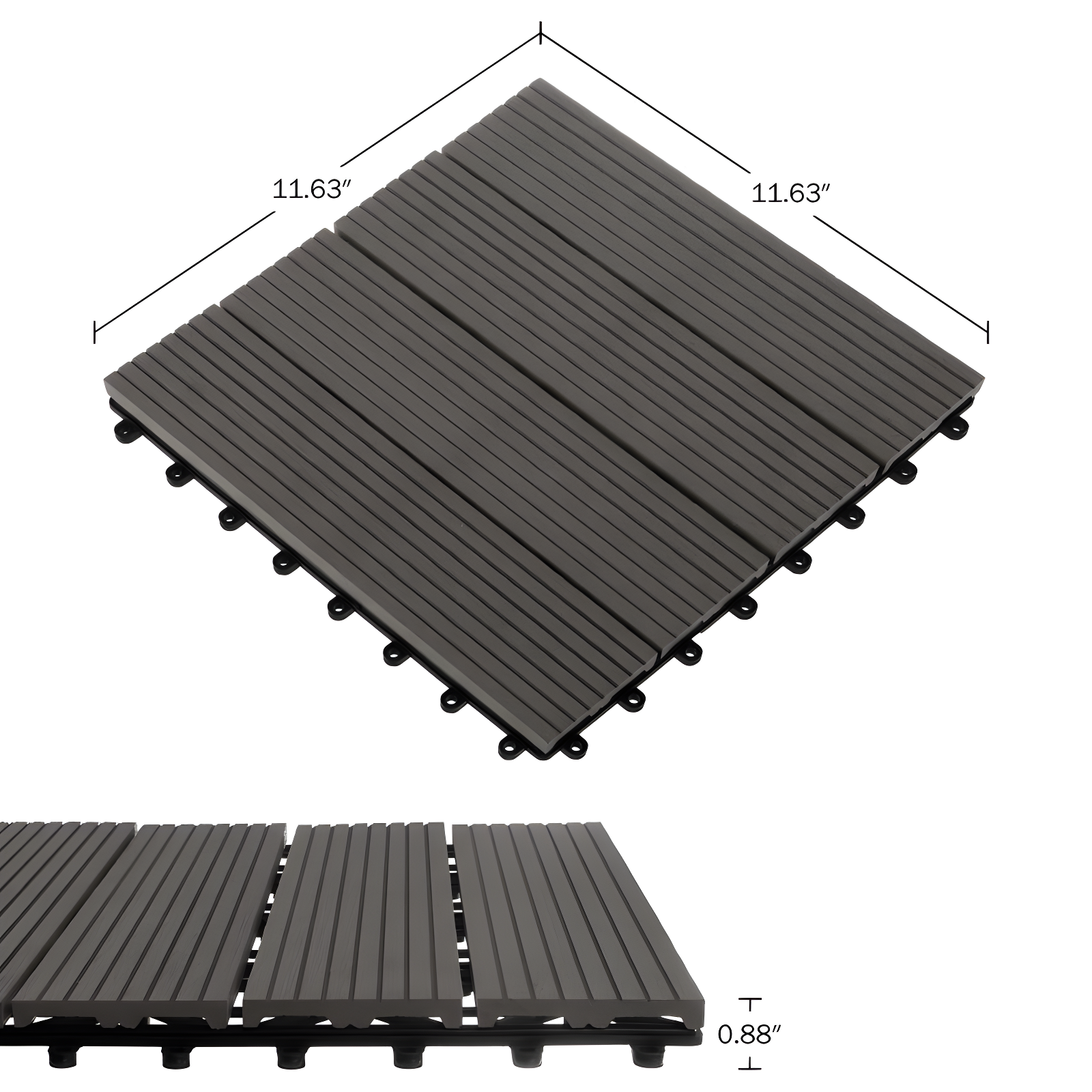 Pure Garden Deck Tiles - 6-Pack Wood Plastic Composite Interlocking Patio Tiles - 5.8SQFT Outdoor Flooring for Balcony, Porch, and Garage by Pure Garden