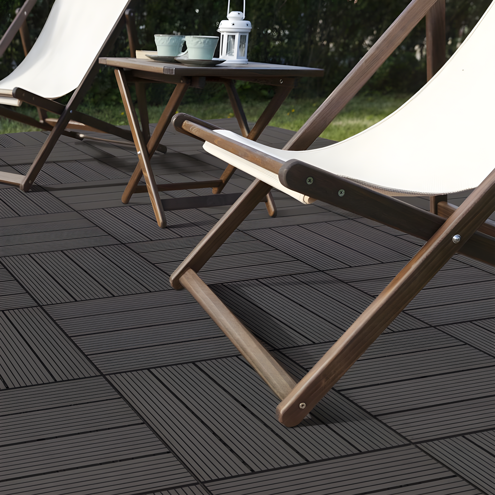 Pure Garden Deck Tiles - 6-Pack Wood Plastic Composite Interlocking Patio Tiles - 5.8SQFT Outdoor Flooring for Balcony, Porch, and Garage by Pure Garden