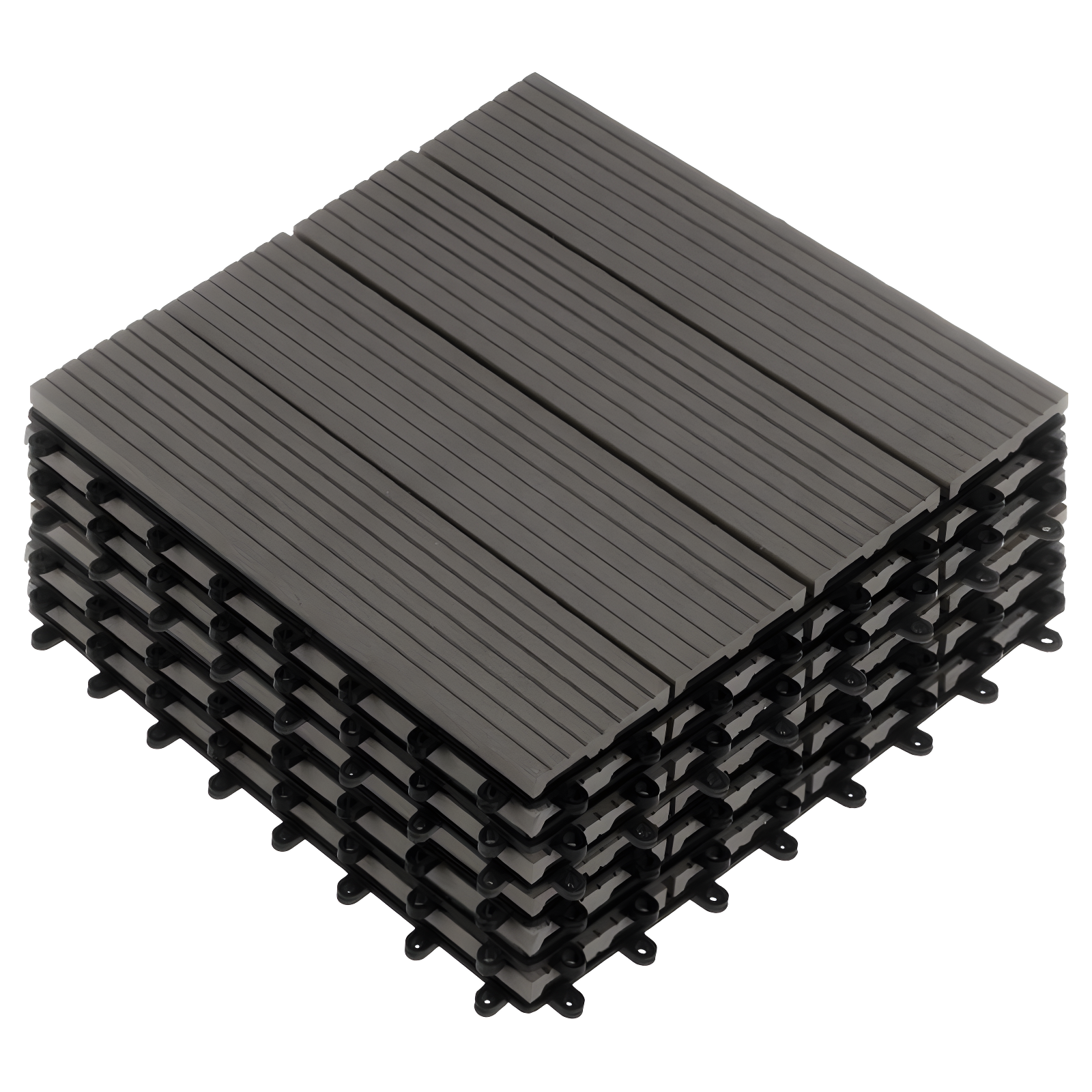 Pure Garden Deck Tiles - 6-Pack Wood Plastic Composite Interlocking Patio Tiles - 5.8SQFT Outdoor Flooring for Balcony, Porch, and Garage by Pure Garden