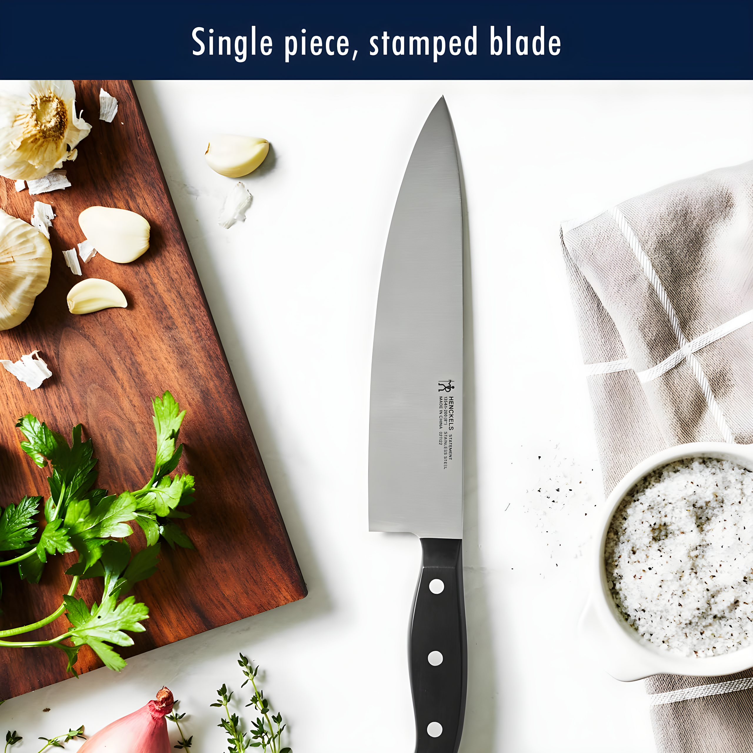 Henckels Statement Self-Sharpening Knife Set with Block, Chef Knife, Paring Knife, Bread Knife, Steak Knife, 14-piece, Dark Brown, Stainless Steel