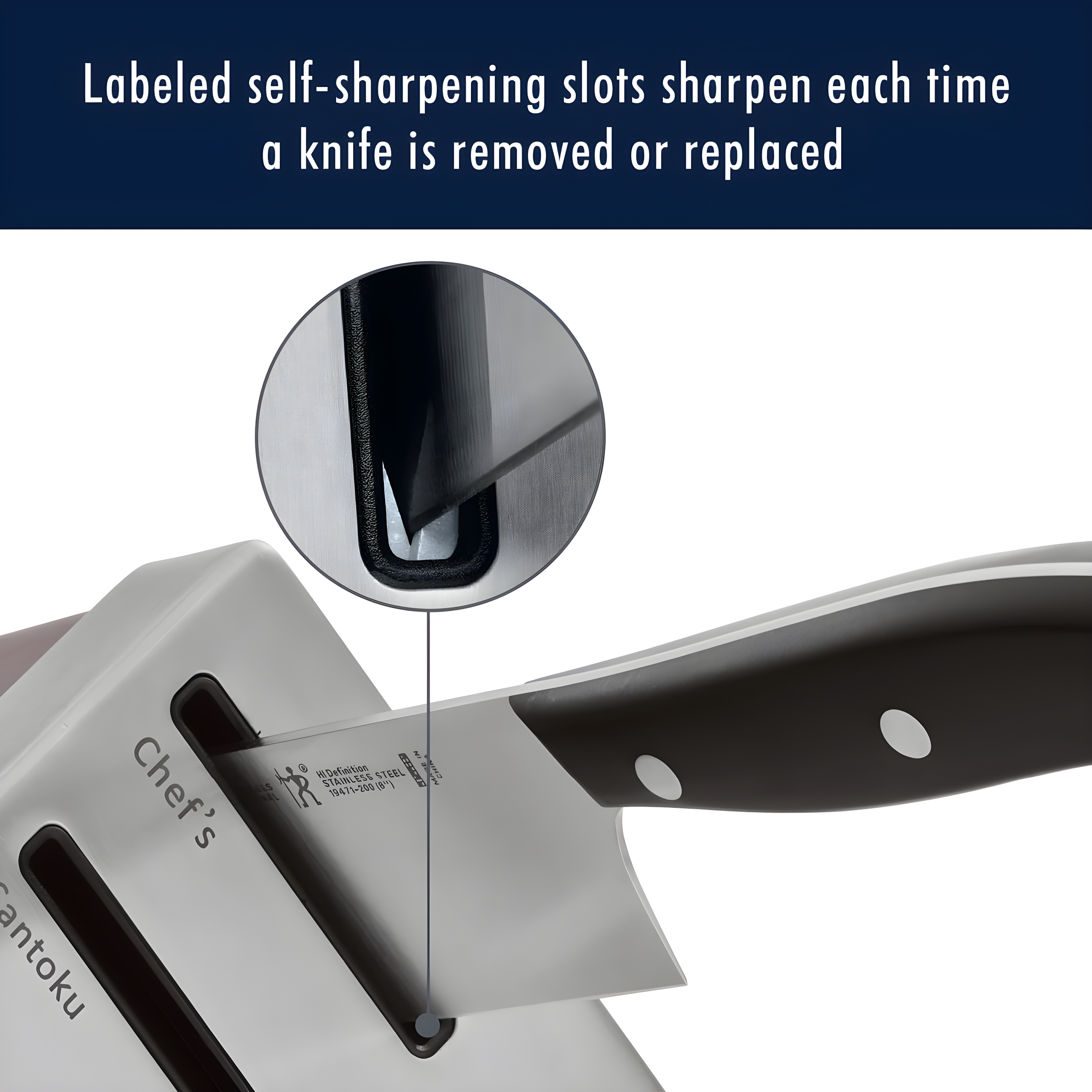 Henckels Statement Self-Sharpening Knife Set with Block, Chef Knife, Paring Knife, Bread Knife, Steak Knife, 14-piece, Dark Brown, Stainless Steel