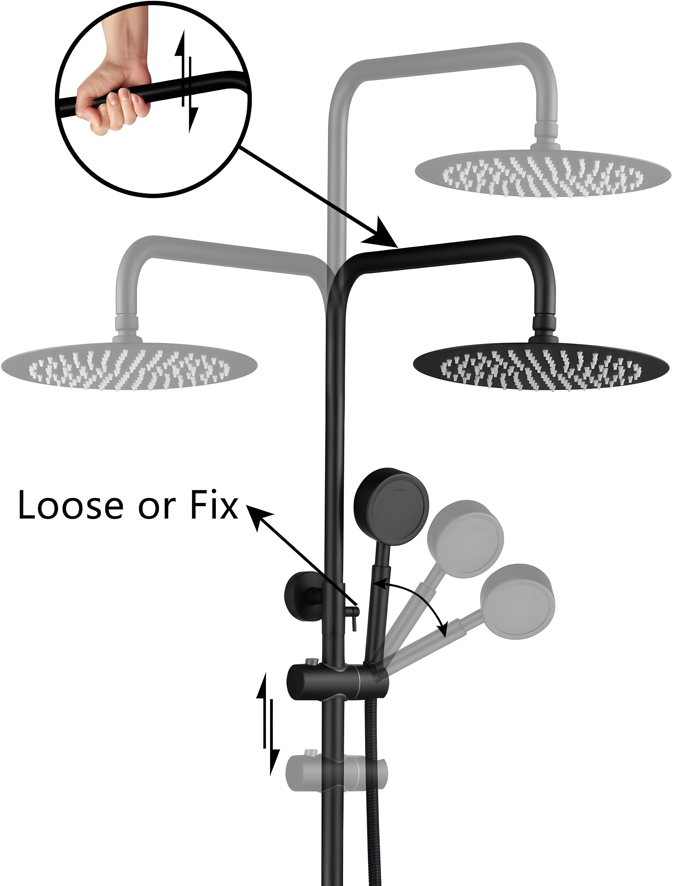 Outdoor Shower Fixture SUS304 Shower Faucet Combo Set Stainless Steel 8 Rainfall Shower Head