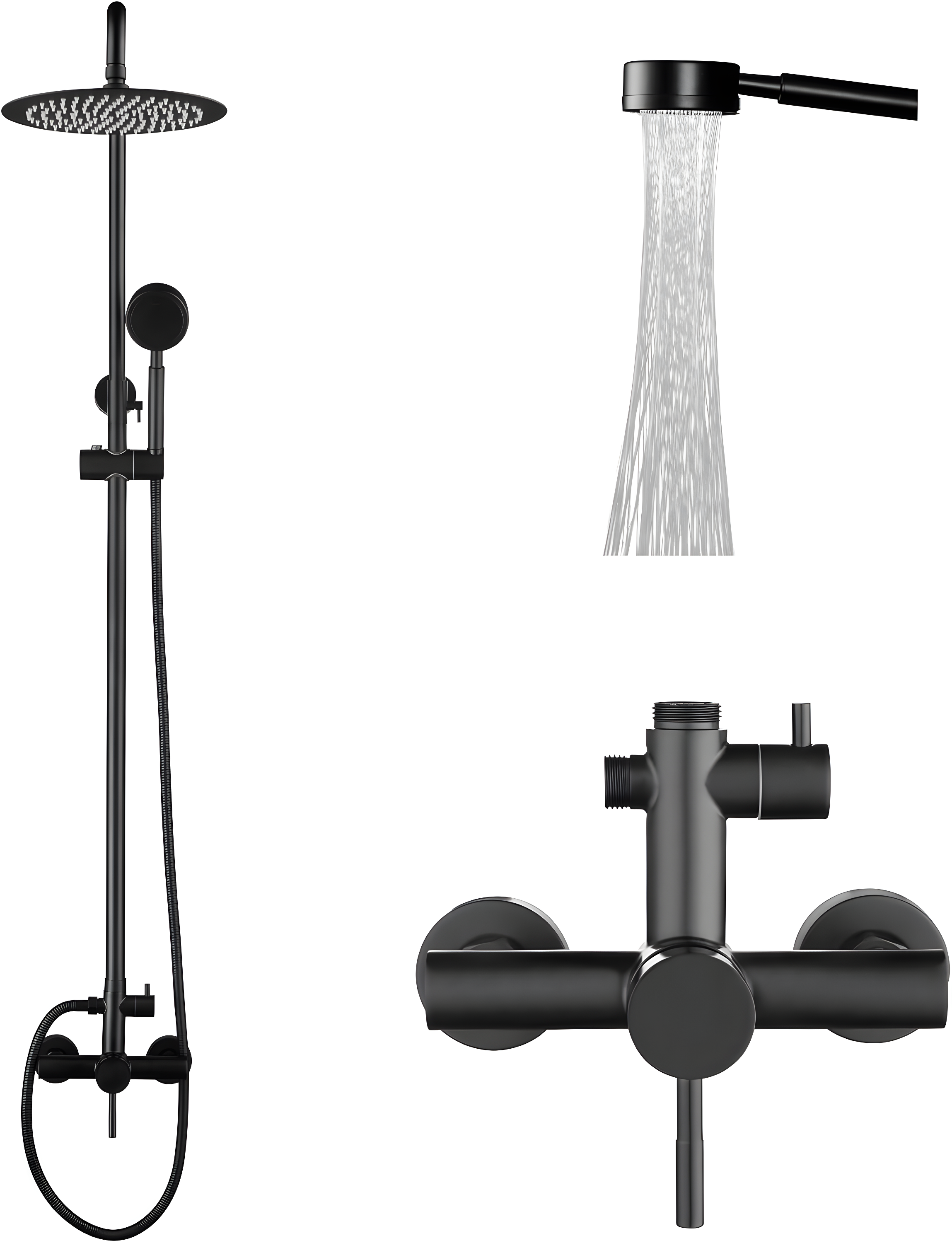 Outdoor Shower Fixture SUS304 Shower Faucet Combo Set Stainless Steel 8 Rainfall Shower Head