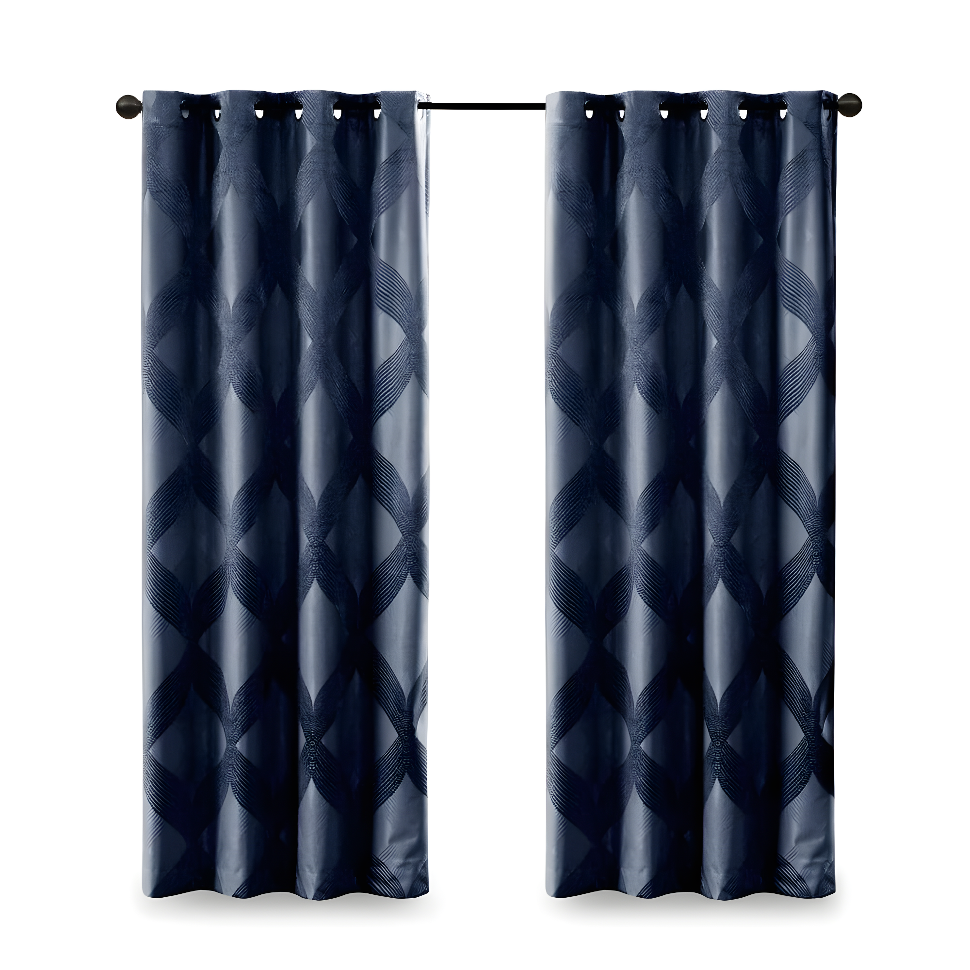 Madison Park Bentley Ogee Knitted Jacquard Geometric Total Blackout Single Curtain Panel