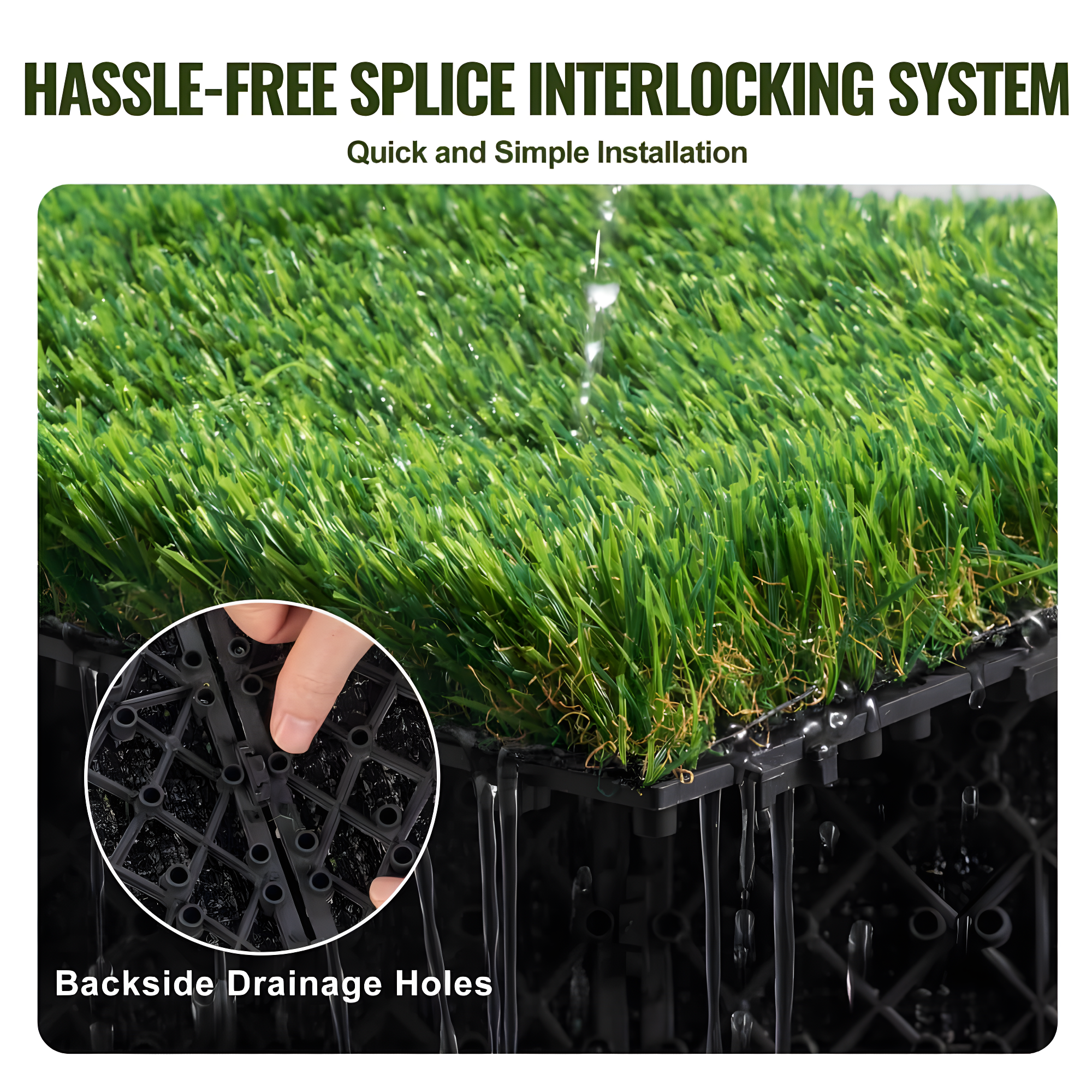 VEVOR 12" x 12" Artificial Grass Turf Panels (Set of 9)