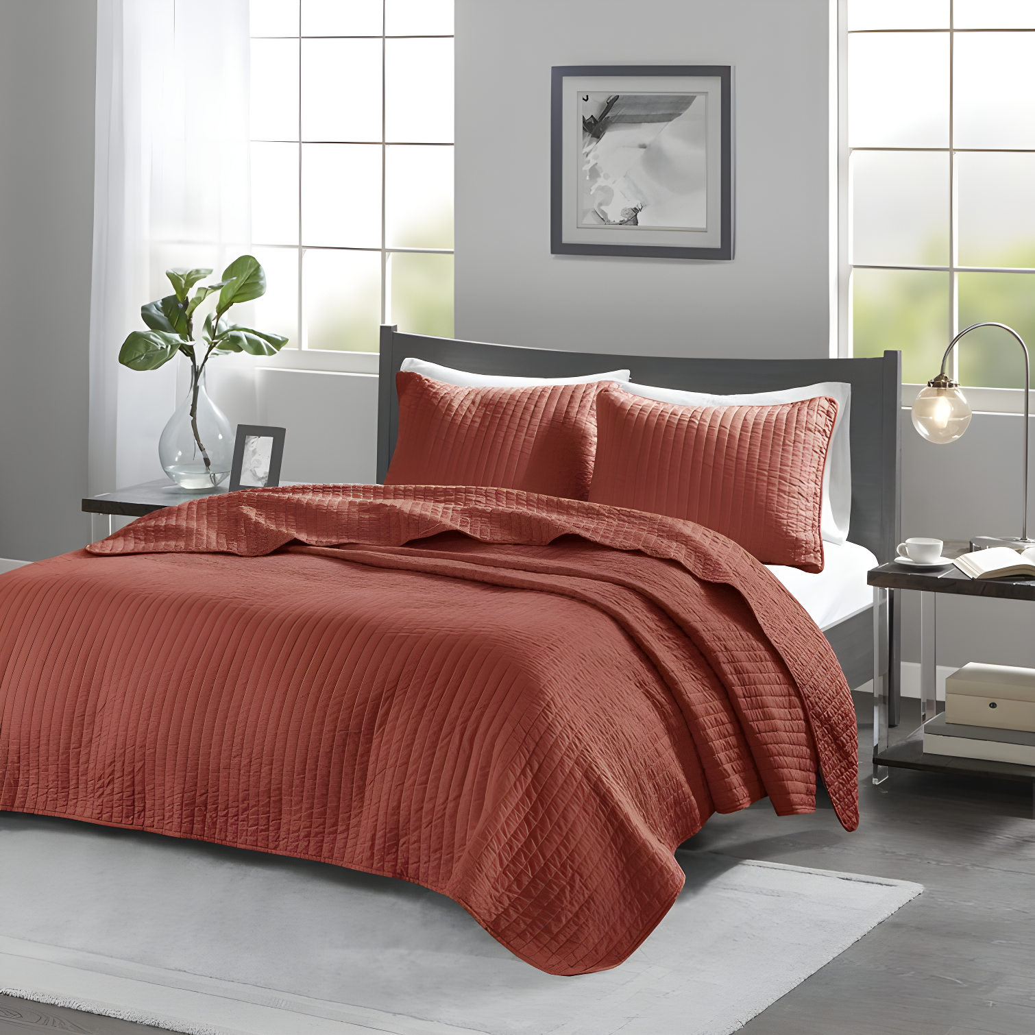 Barwick Reversible Solid 3 Piece Quilt Set