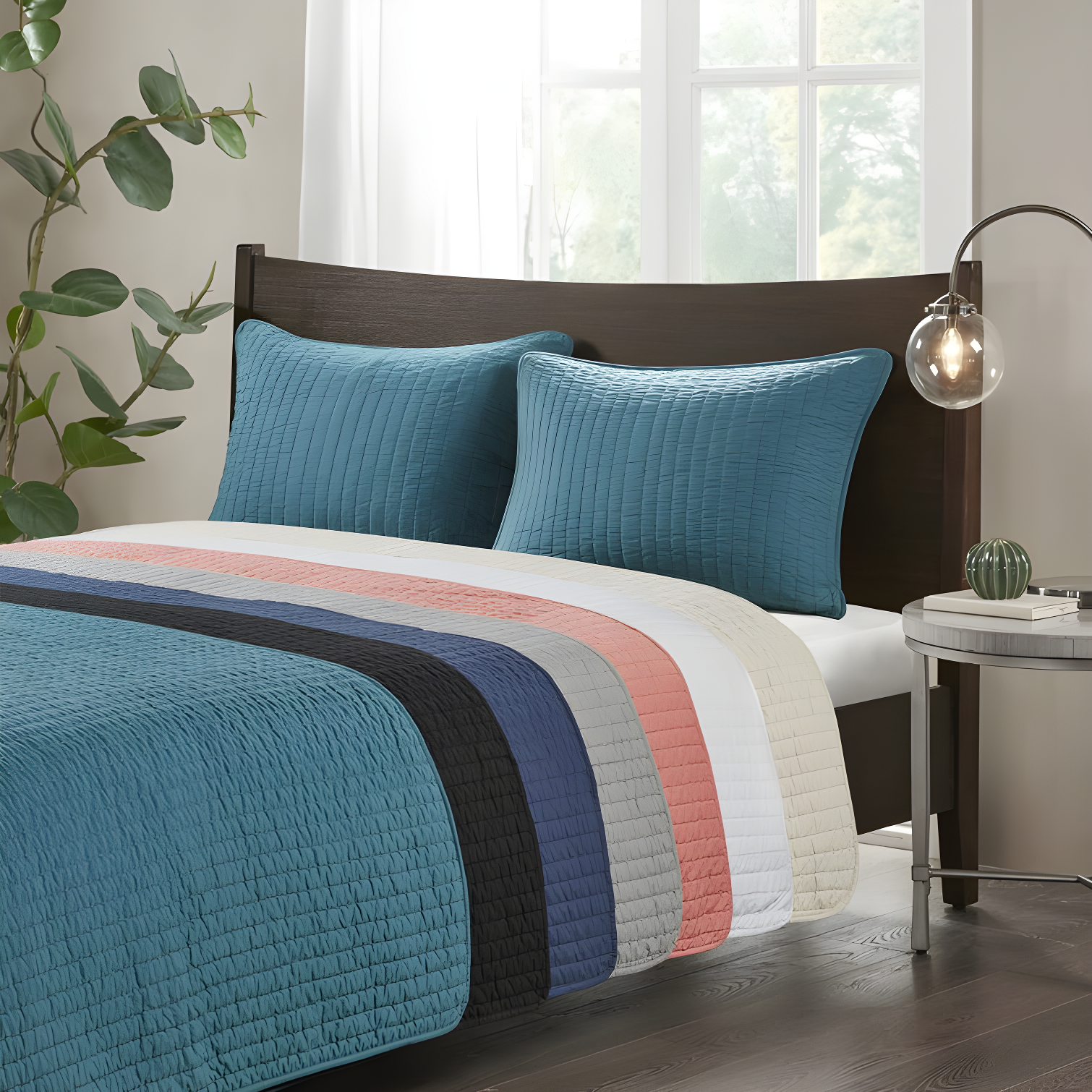 Barwick Reversible Solid 3 Piece Quilt Set