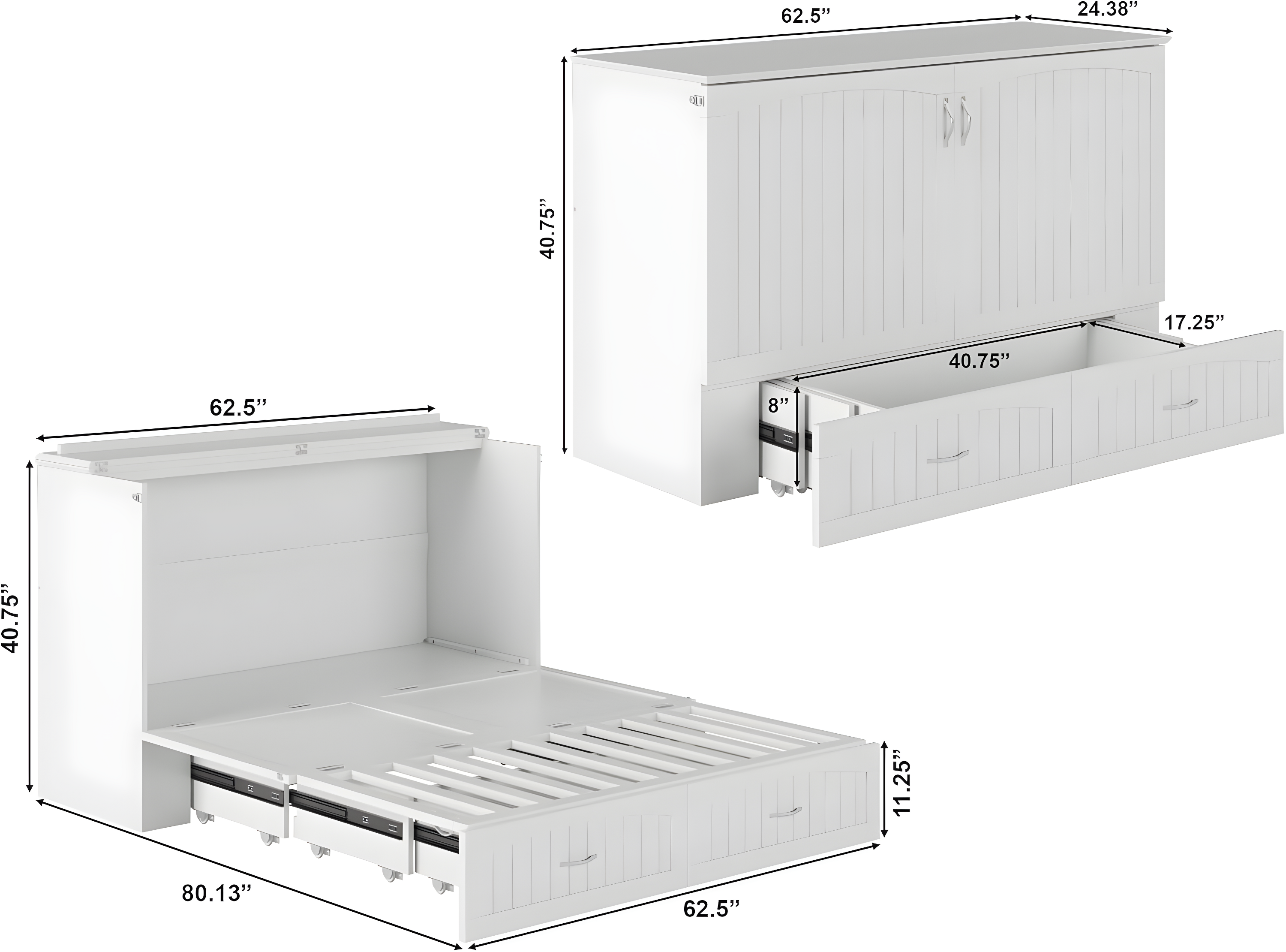 Southampton Murphy Bed Chest with USB Turbo Charger - AFI