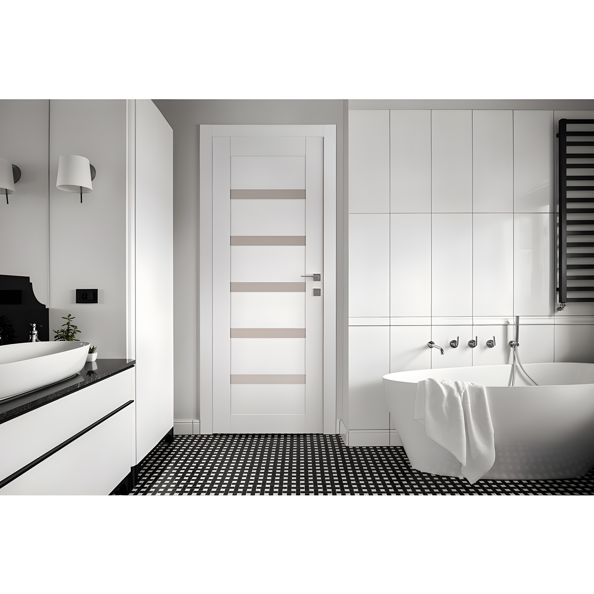 Leora Paneled Manufactured Wood and Glass Standard Door Slab
