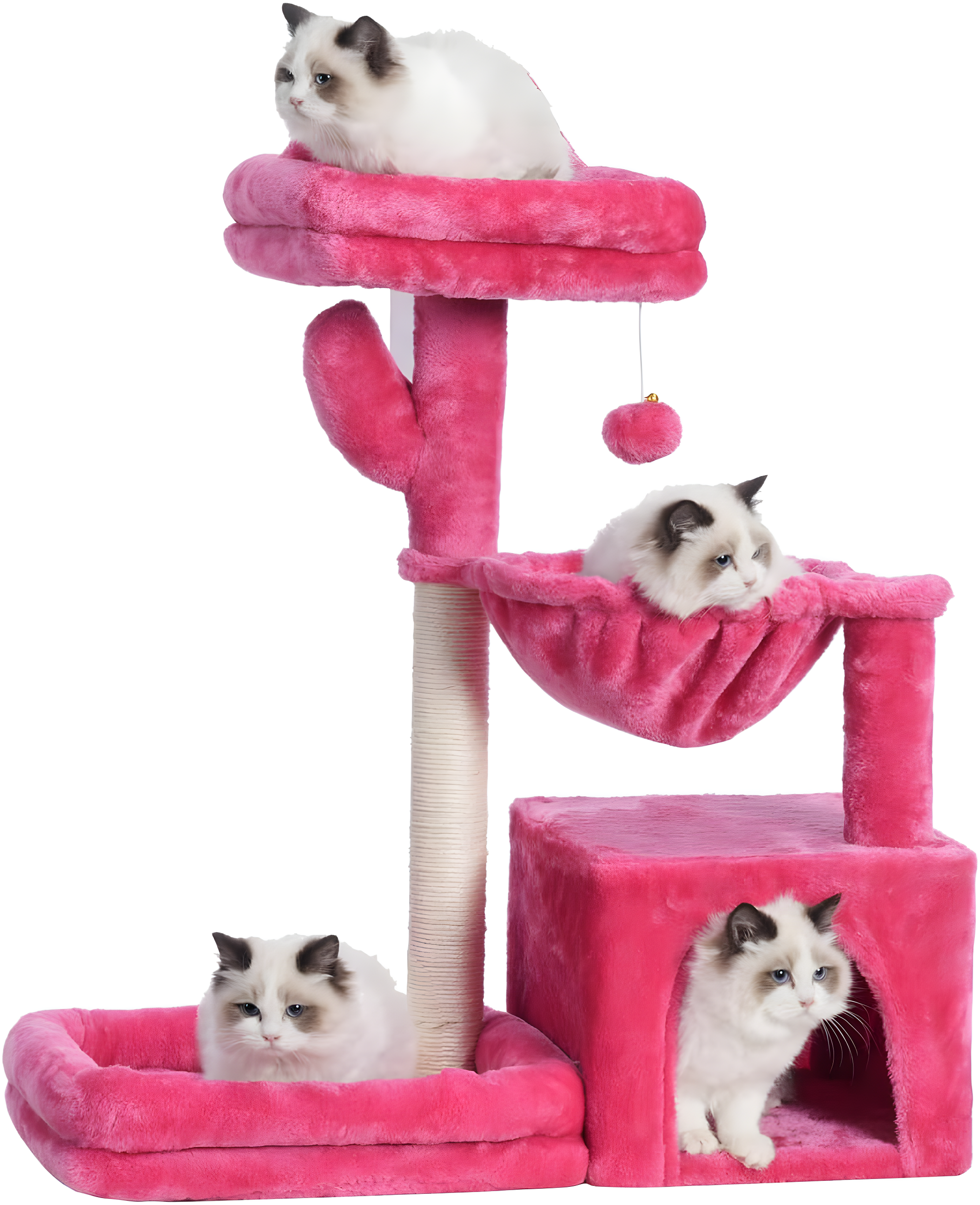 Tucker Murphy Pet™ Cat Tree With Large Top Perch, Plush Hammock, Cat Shelves And Dangling Pompom, Cat Scratching Posts And 2 Condos Houses