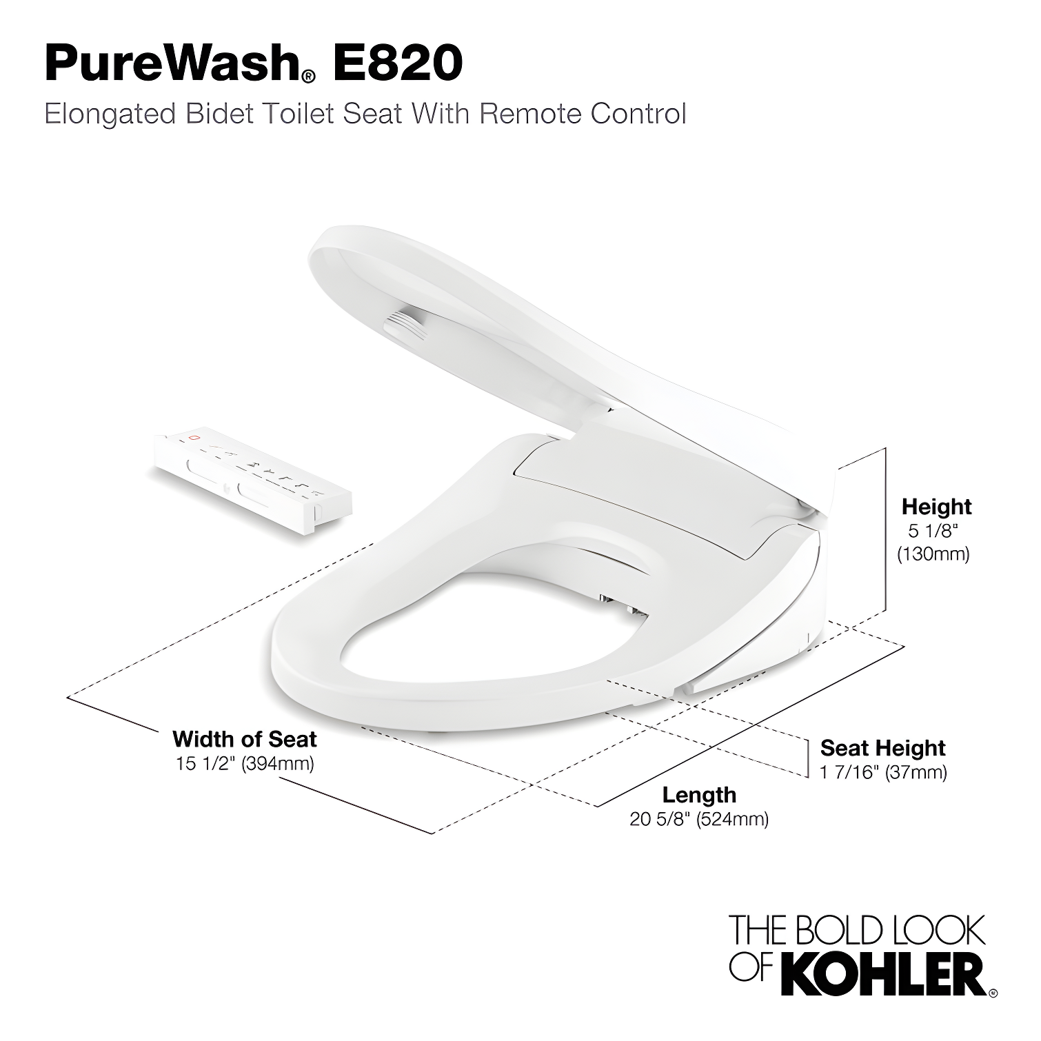 Purewash E580 Elongated Bidet Toilet Seat