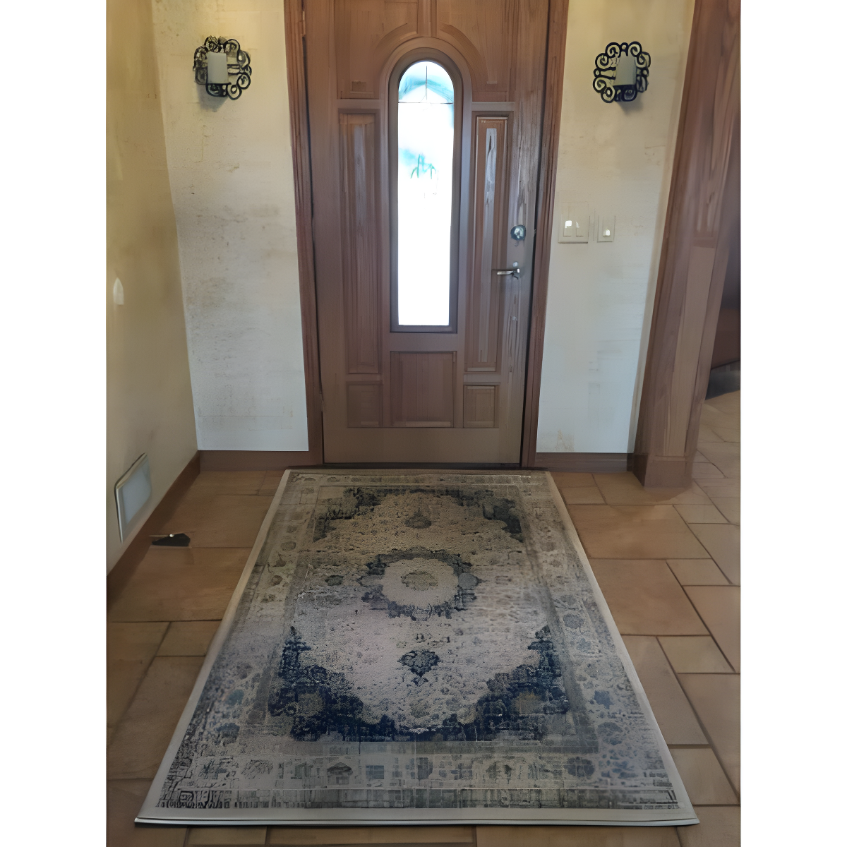 SAFAVIEH Evoke Teale Bordered Area Rug, Ivory/Grey, 9' x 12'