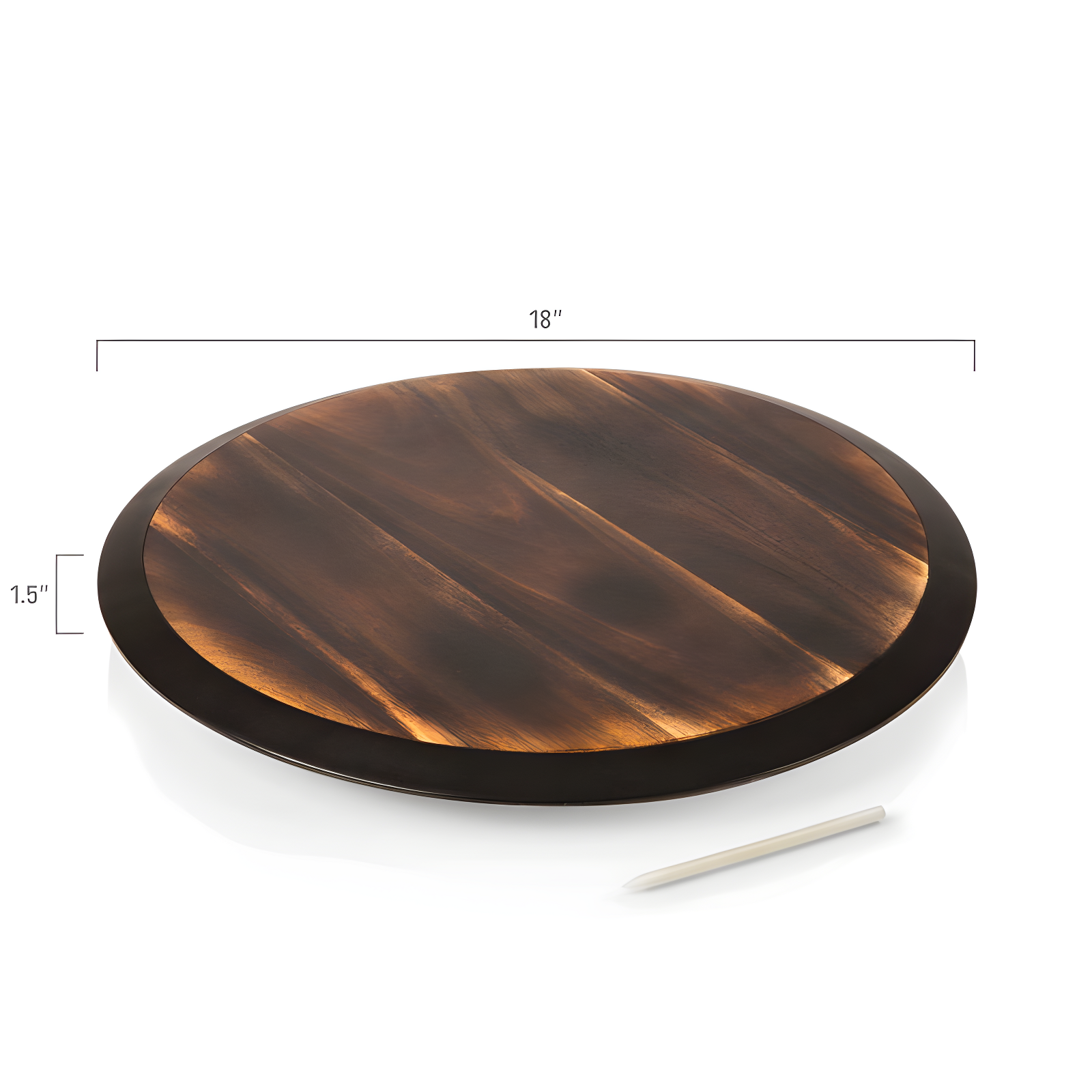 Picnic Time Lazy Susan Fire Acacia Wood Serving Tray: Round Brown Easy-To-Spin Design, 18" Diameter